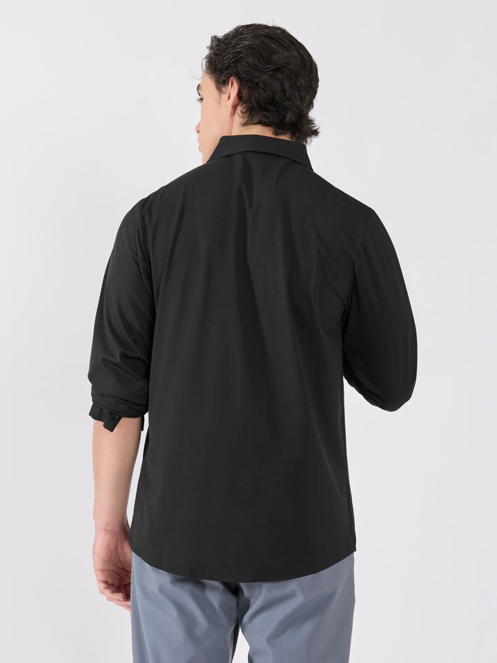 men's  shirt - regal swirl Embellished with stone- black