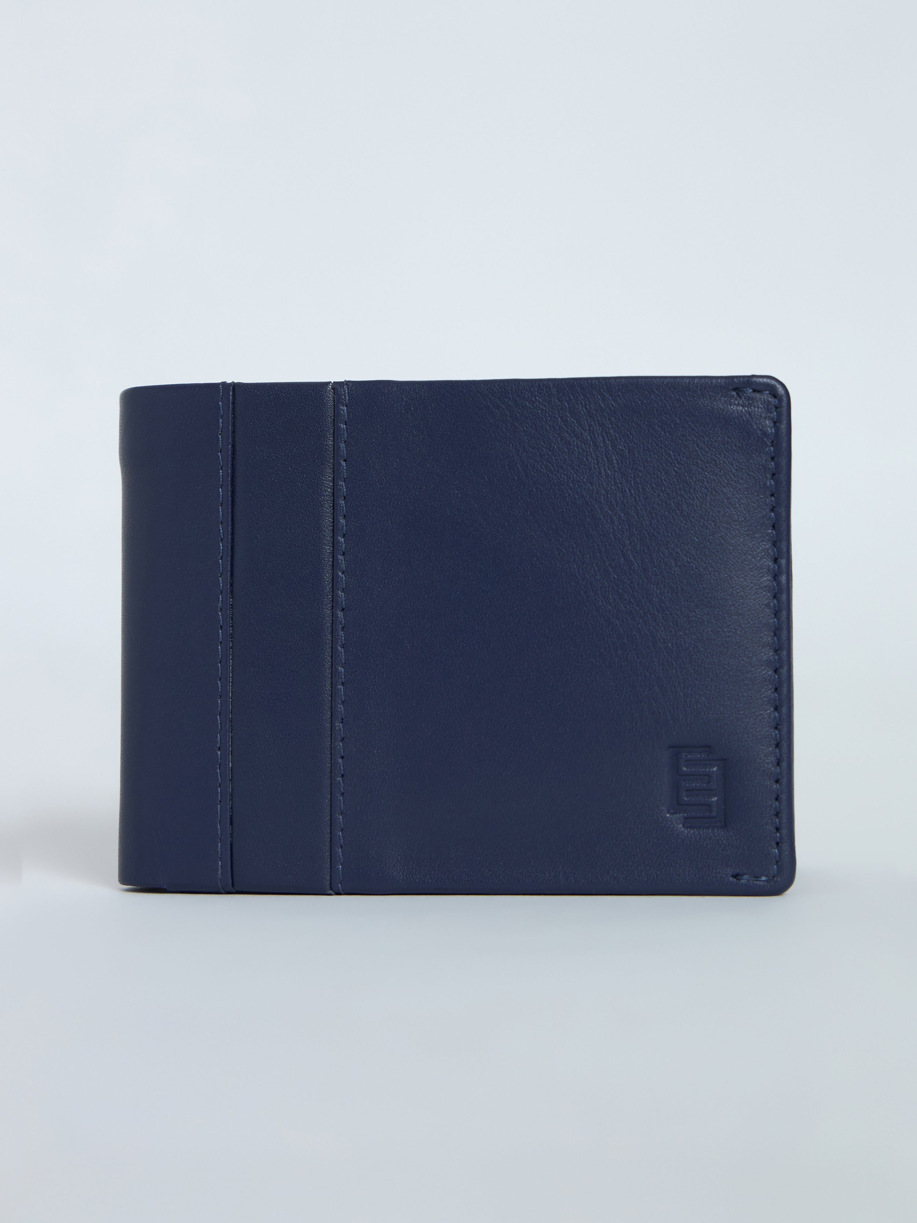 Arctic-3 - Bi-Fold Leather Wallet - Navy Blue