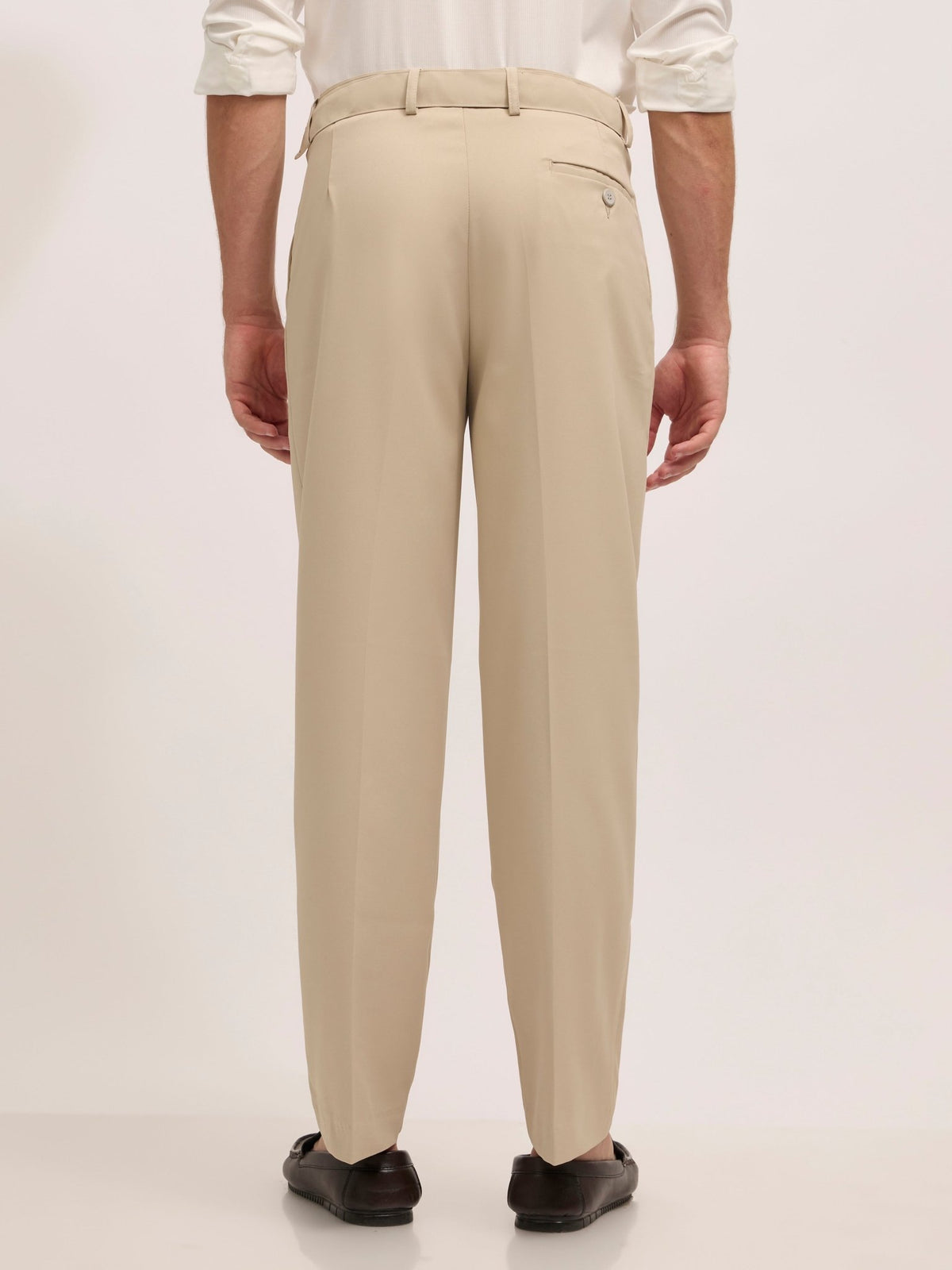 Maximilian - Beltless Formal Pant - Cream - Espanshe