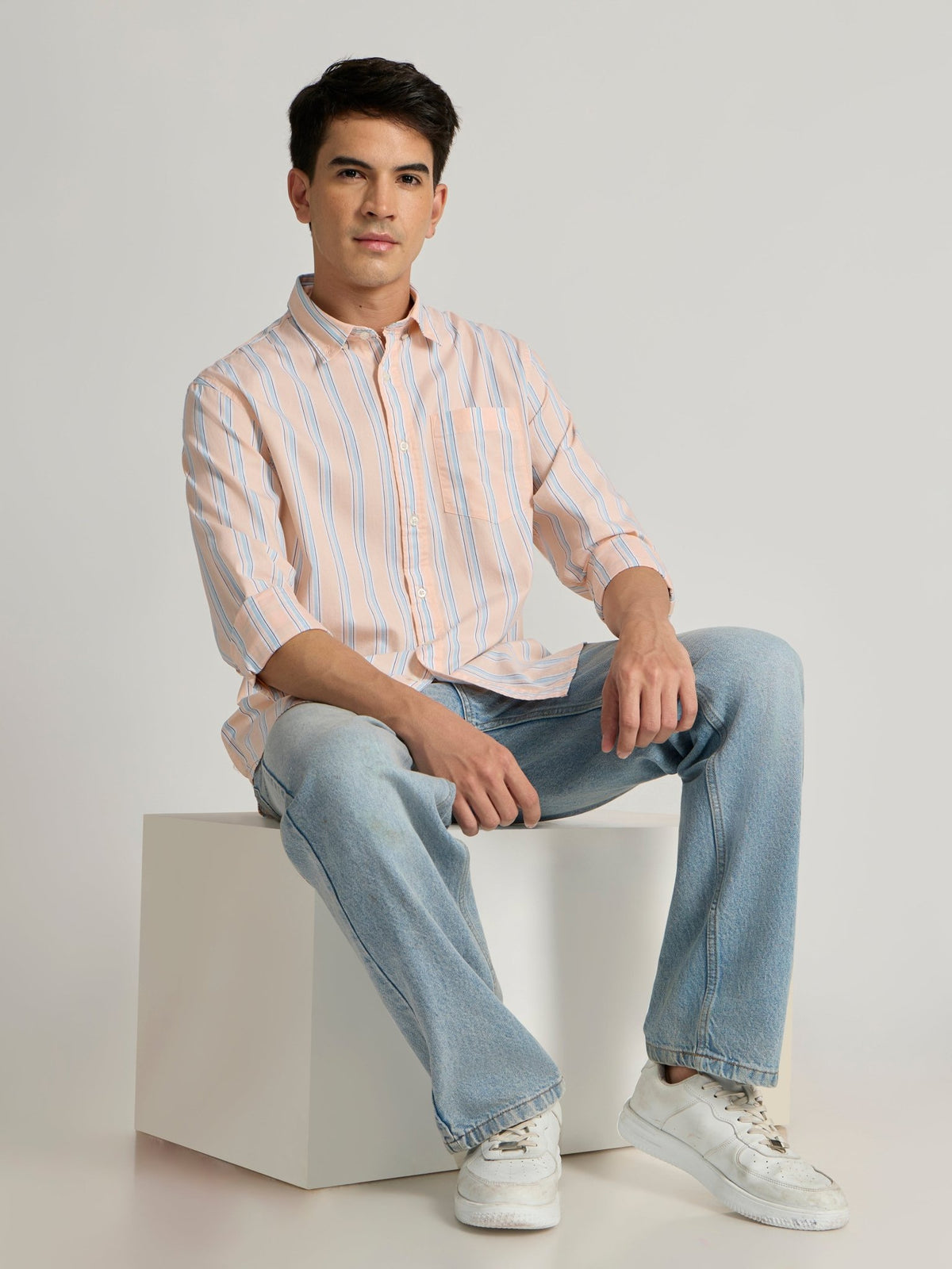 Paulson - Striped Shirt - Peach - Espanshe