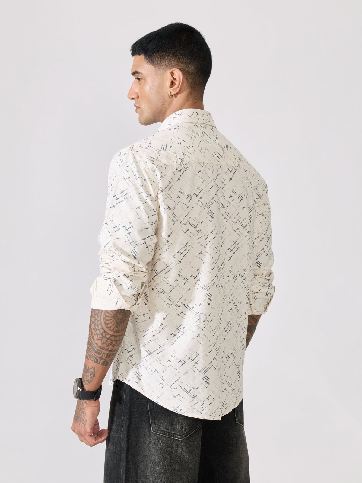 Nefilo - Oxford Printed Shirt - Cream - Espanshe