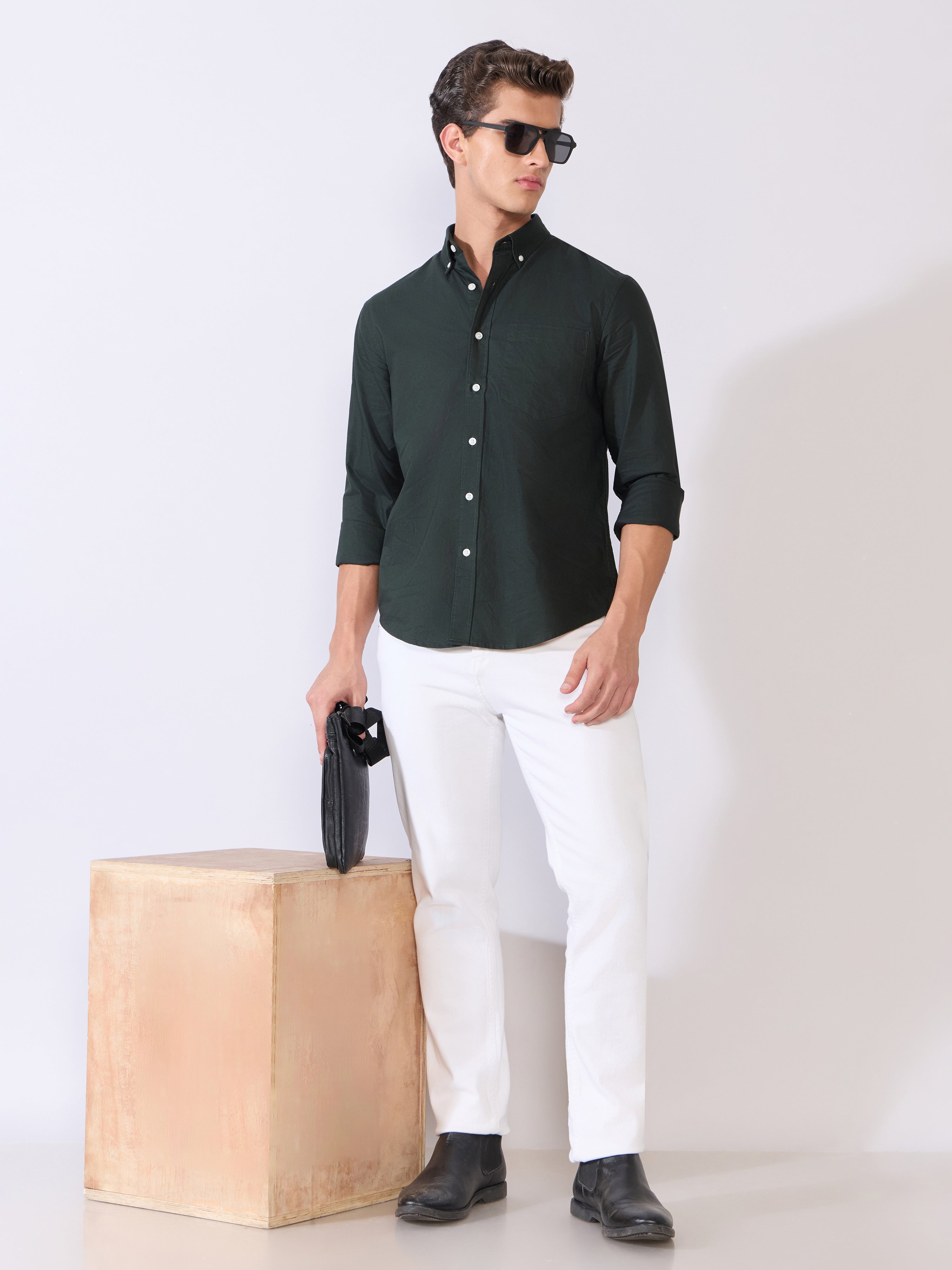 Flux - Relaxed Fit Oxford Shirt - Dark Knight