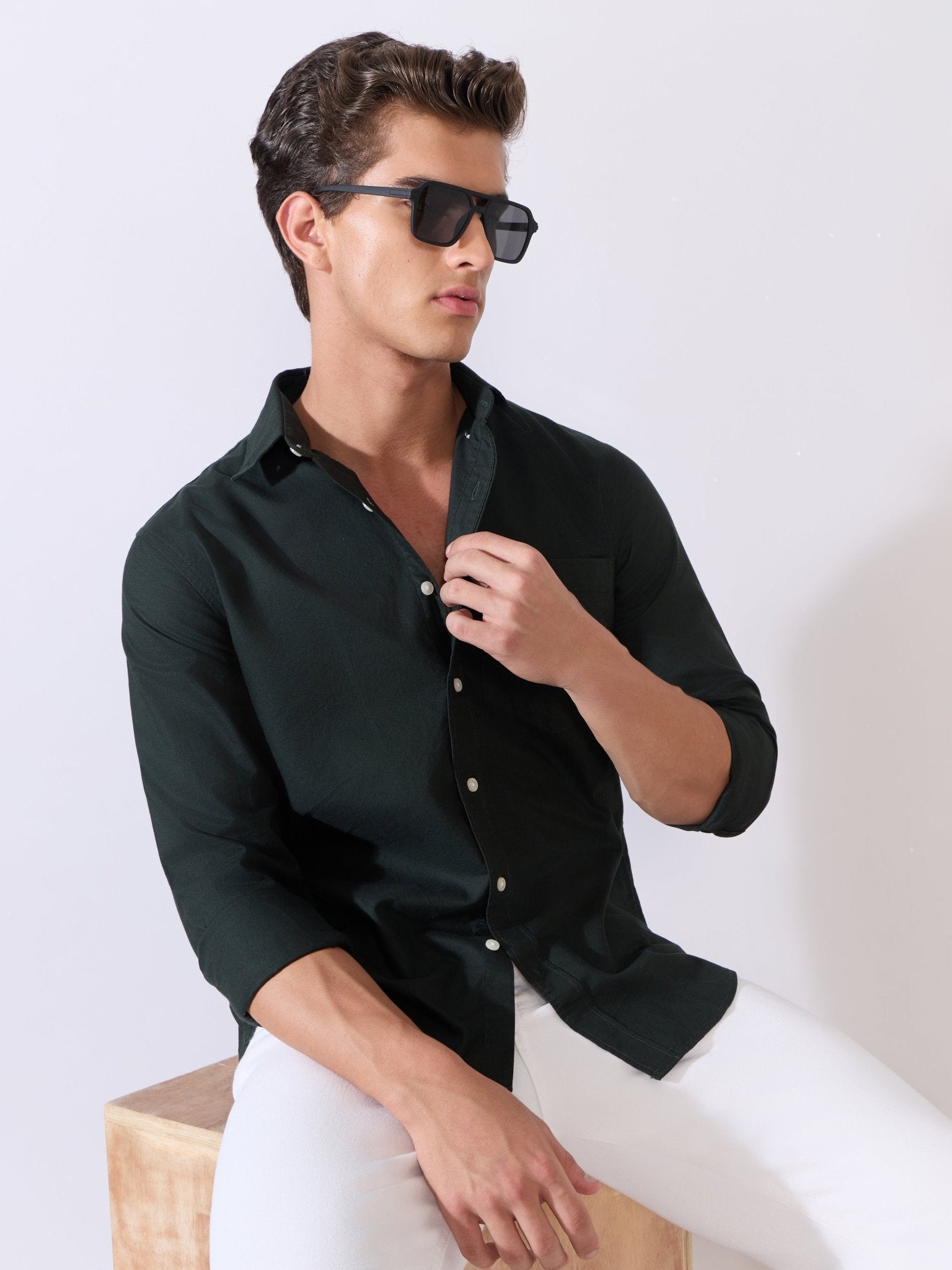 Flux - Relaxed Fit Oxford Shirt - Dark Knight - Espanshe