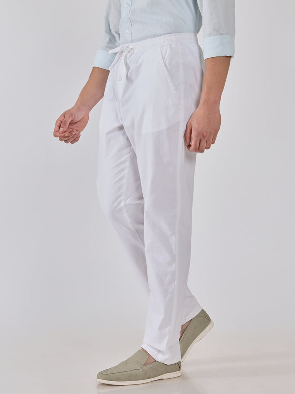 Grantham - Relaxed Fit Linen Joggers - White