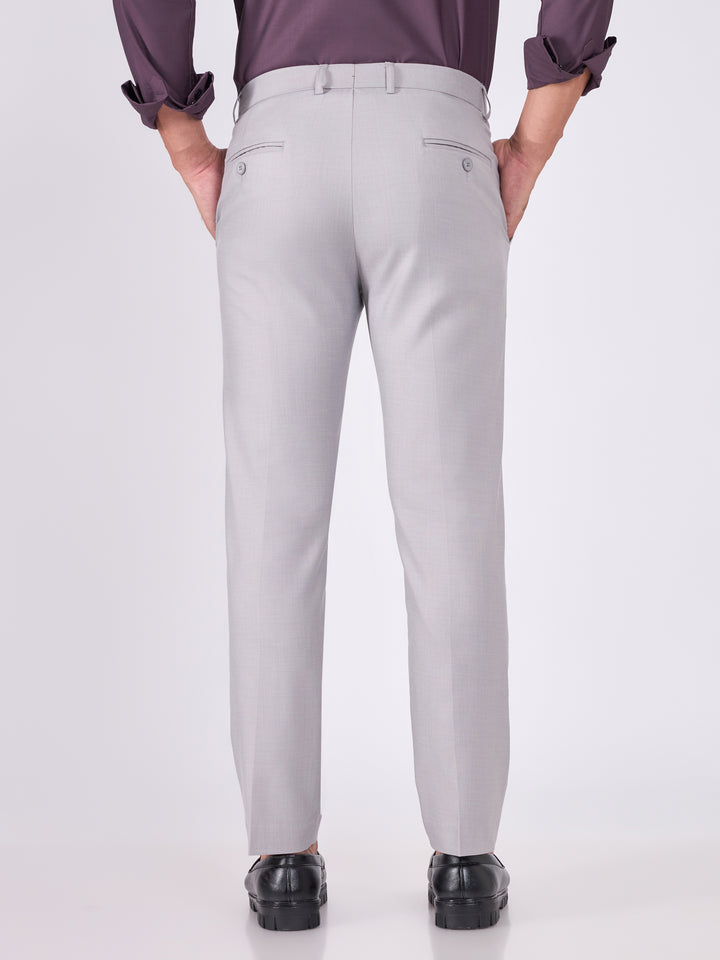 men wearing Skinny Fit Formal Trousers - Light Gray
