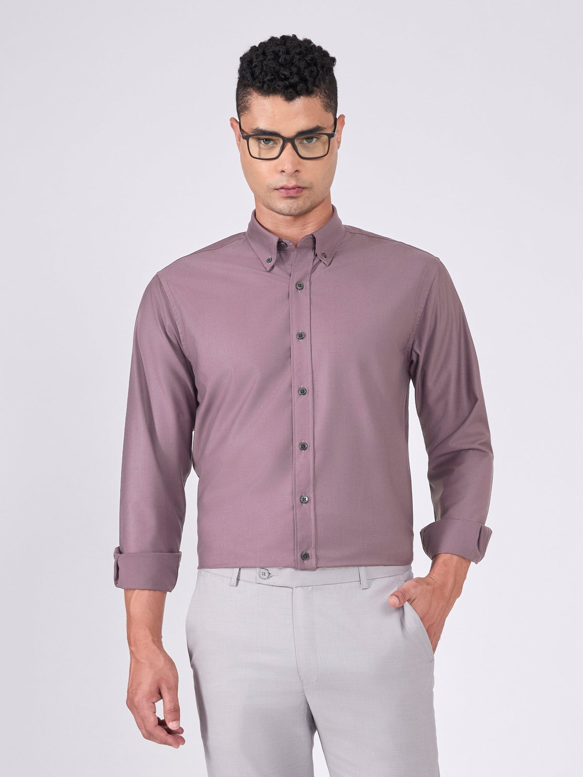 Orville - Tencel Plain Shirt - Dusty Lavender - Espanshe