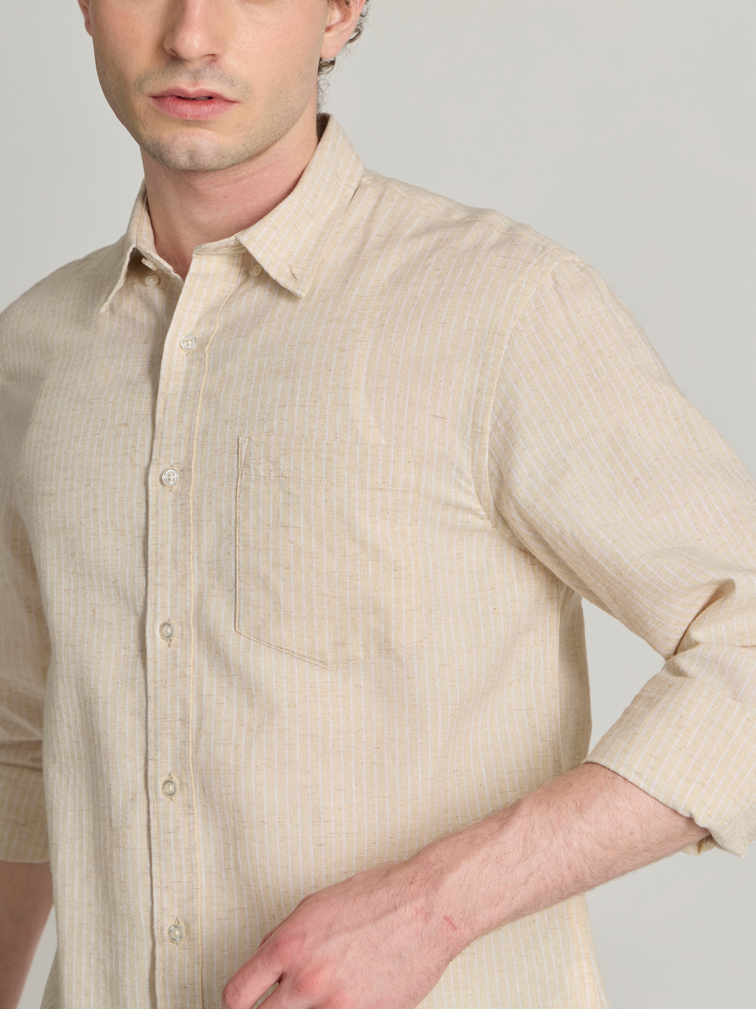 men wearing white Striped Shirt