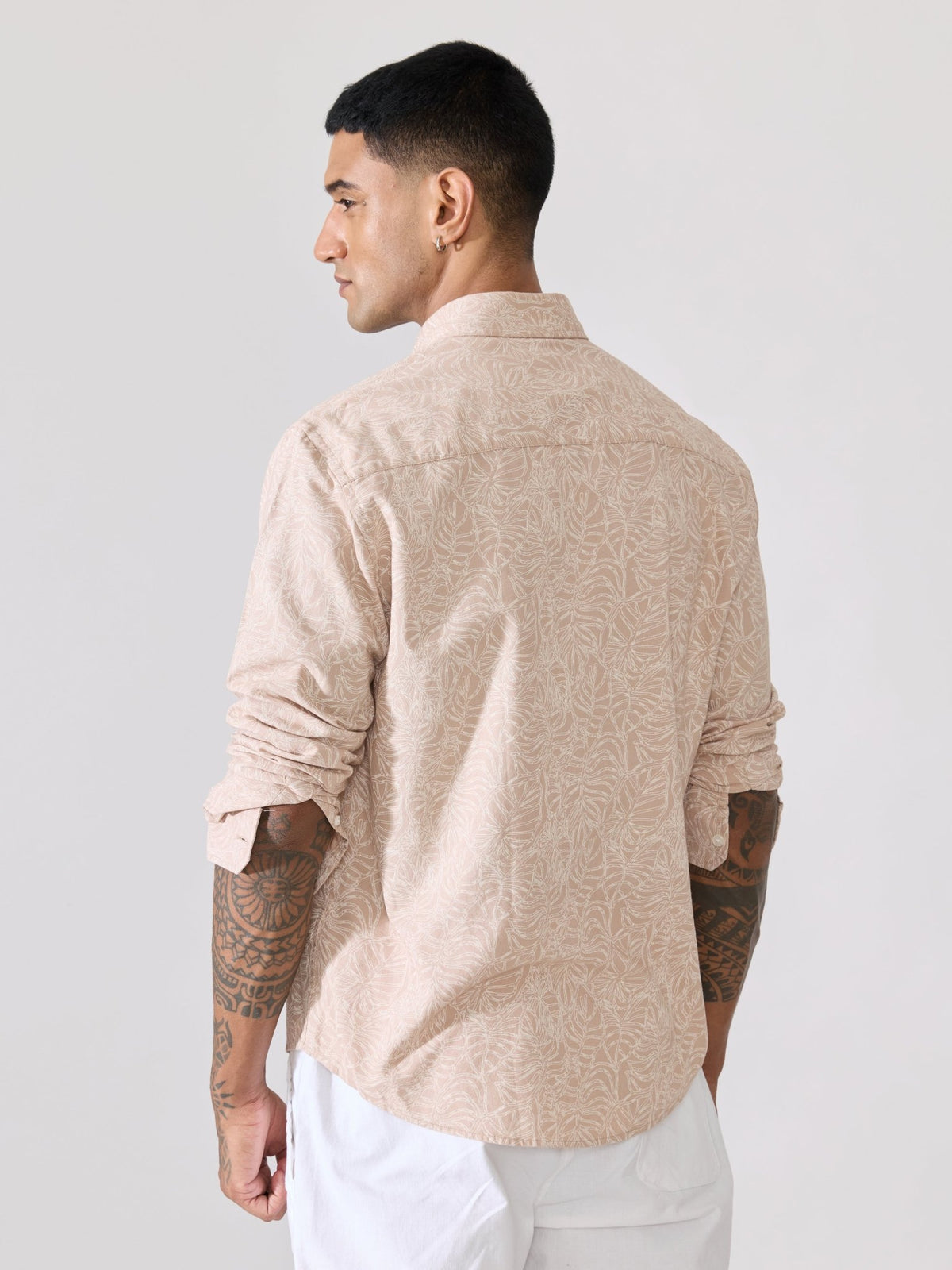 Nefilo - Oxford Printed Shirt - Beige - Espanshe