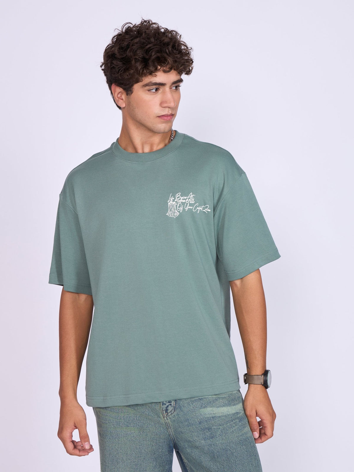 Moovin - Eco-Inspired Tree Rings Graphic T-Shirt - Green - Espanshe