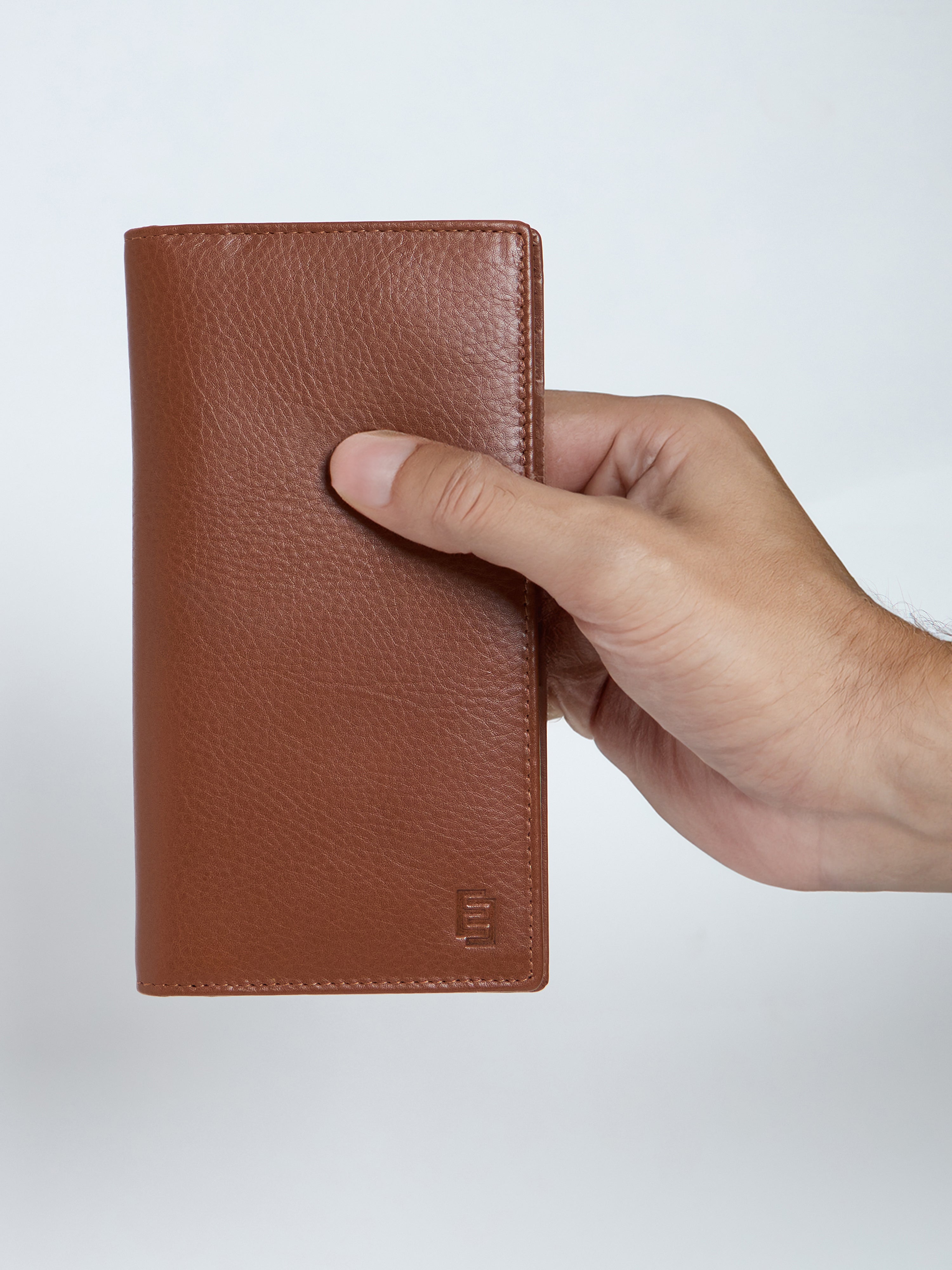 Men's Bi-Fold Leather Hand Wallet - Brown