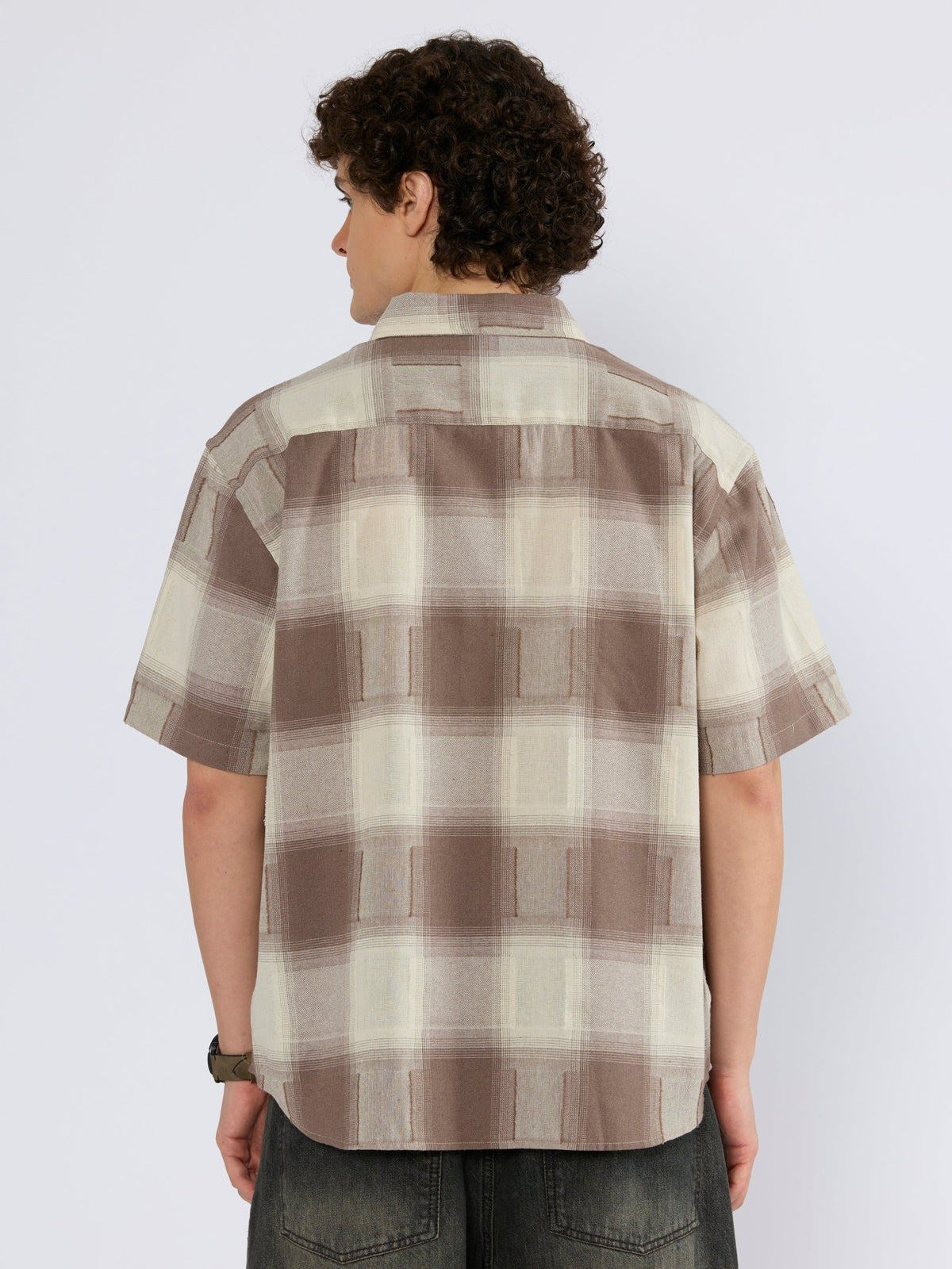 Orvar - Half Sleeve Checks Shirt - Brown - Espanshe