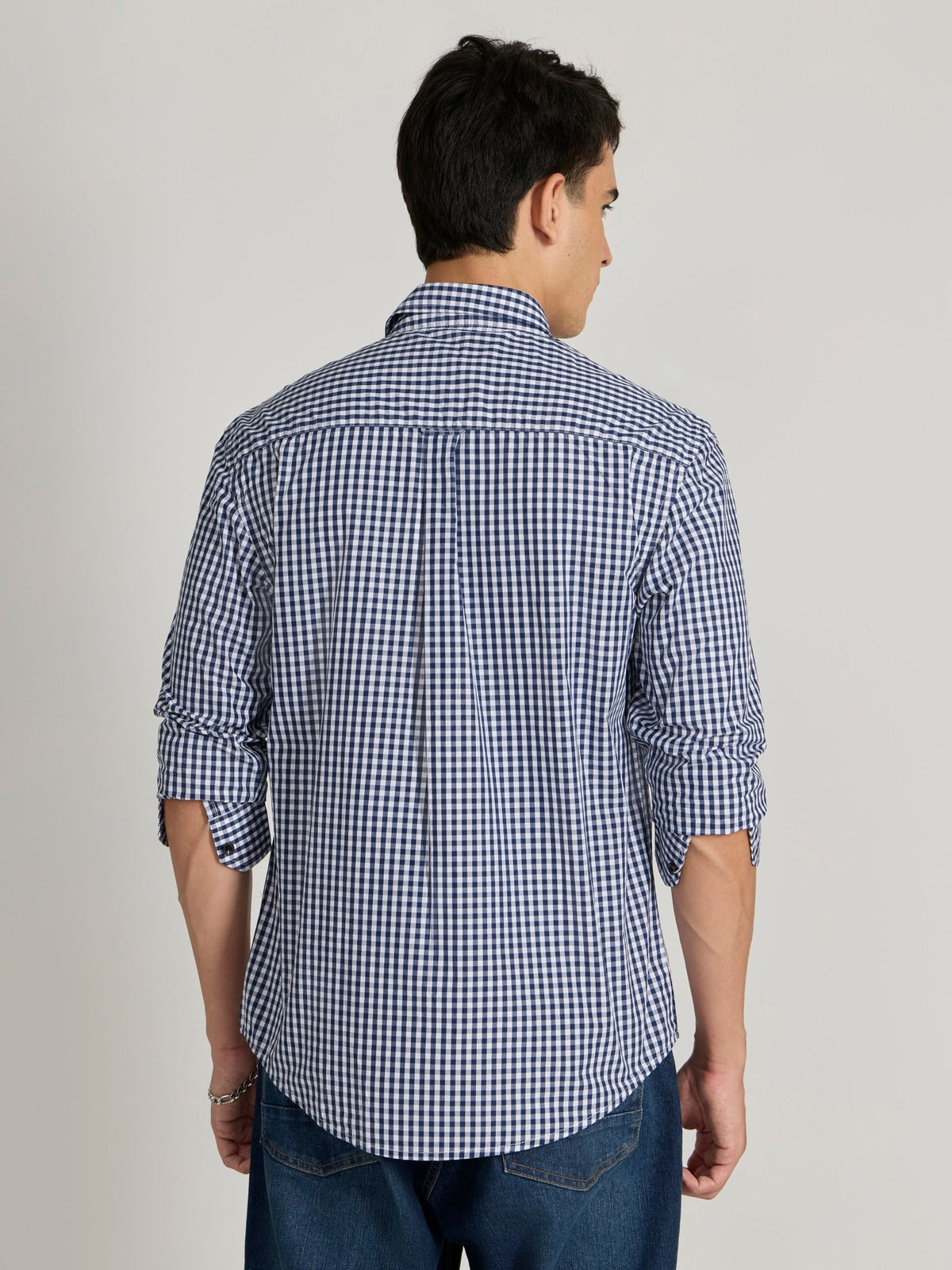 Torsten - Relaxed Fit Checks Shirt - Dark Blue - Espanshe