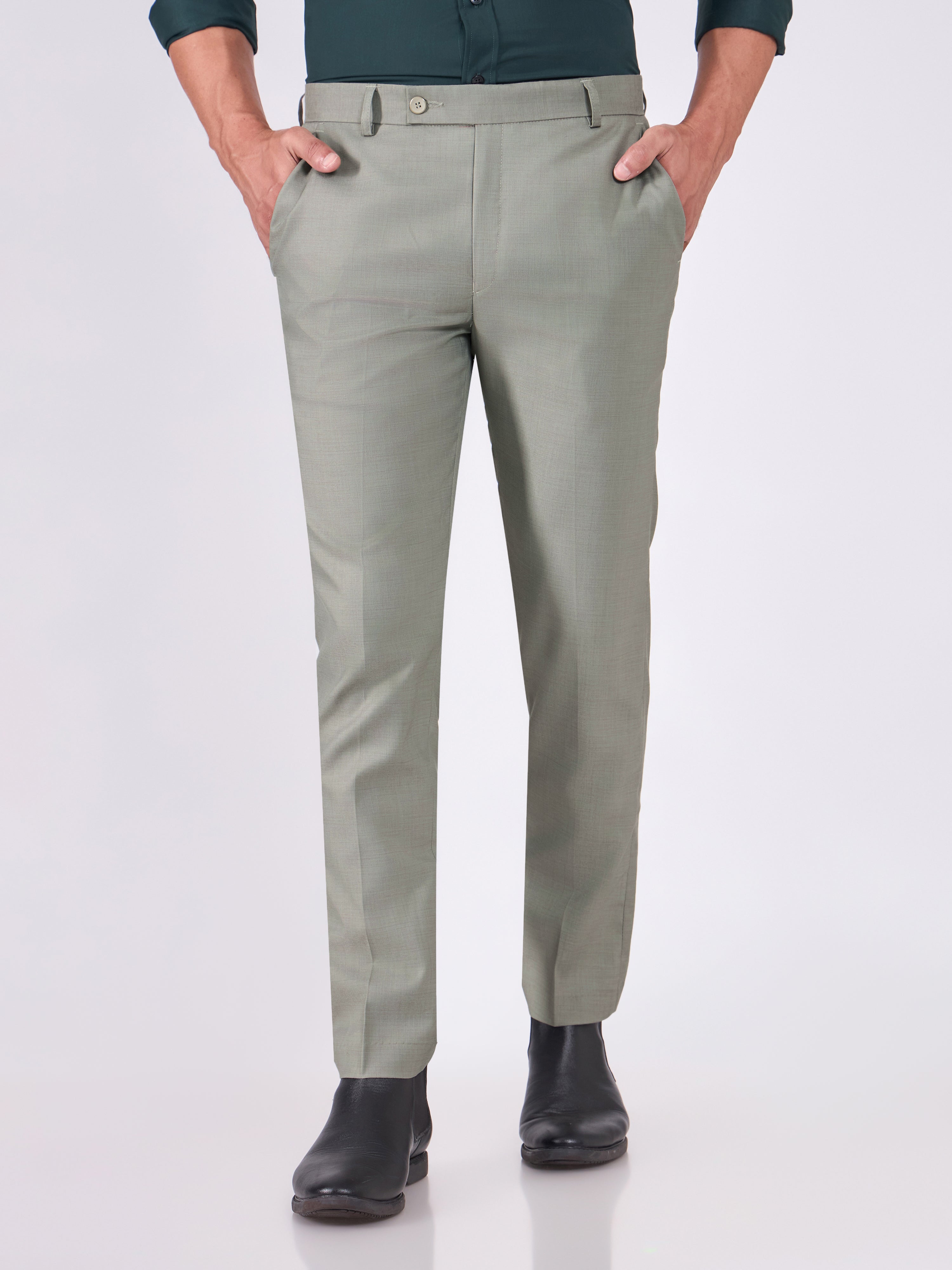 Men's Skinny Fit Formal Pant - light green
