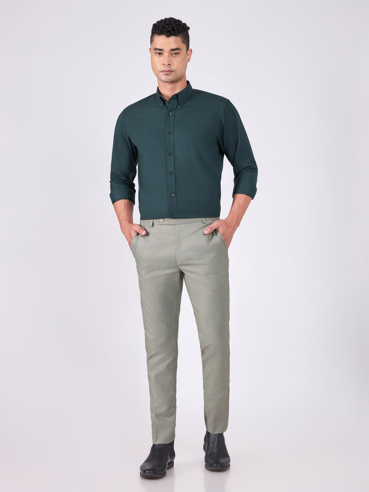 Itron - Skinny Fit Formal Pant - Light Green - Espanshe