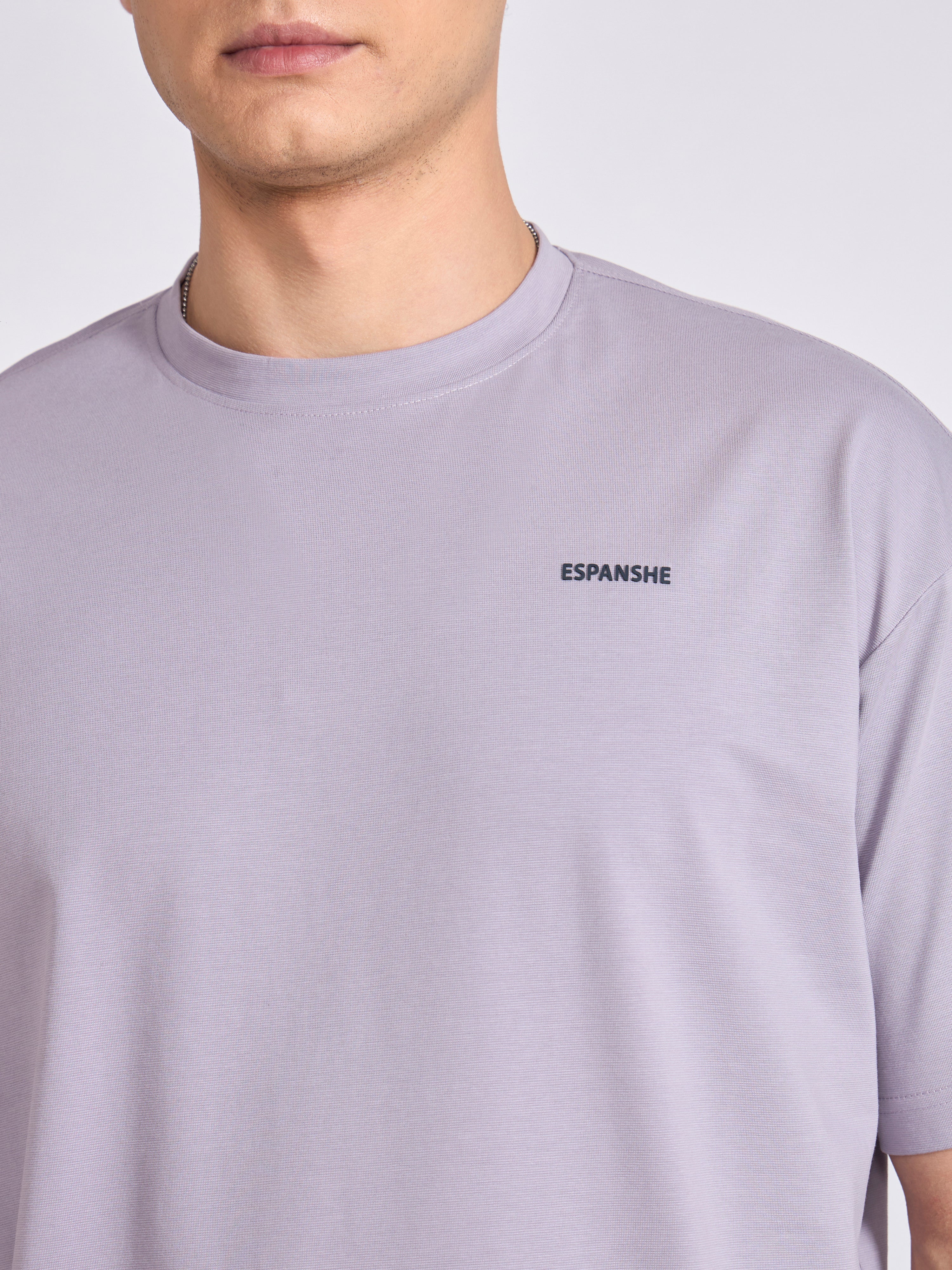 Men's Oversized Round neck T Shirt in  Galatic Lilac