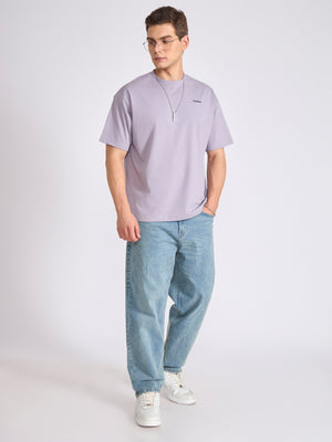 Men's Oversized Round neck T Shirt in  Galatic Lilac