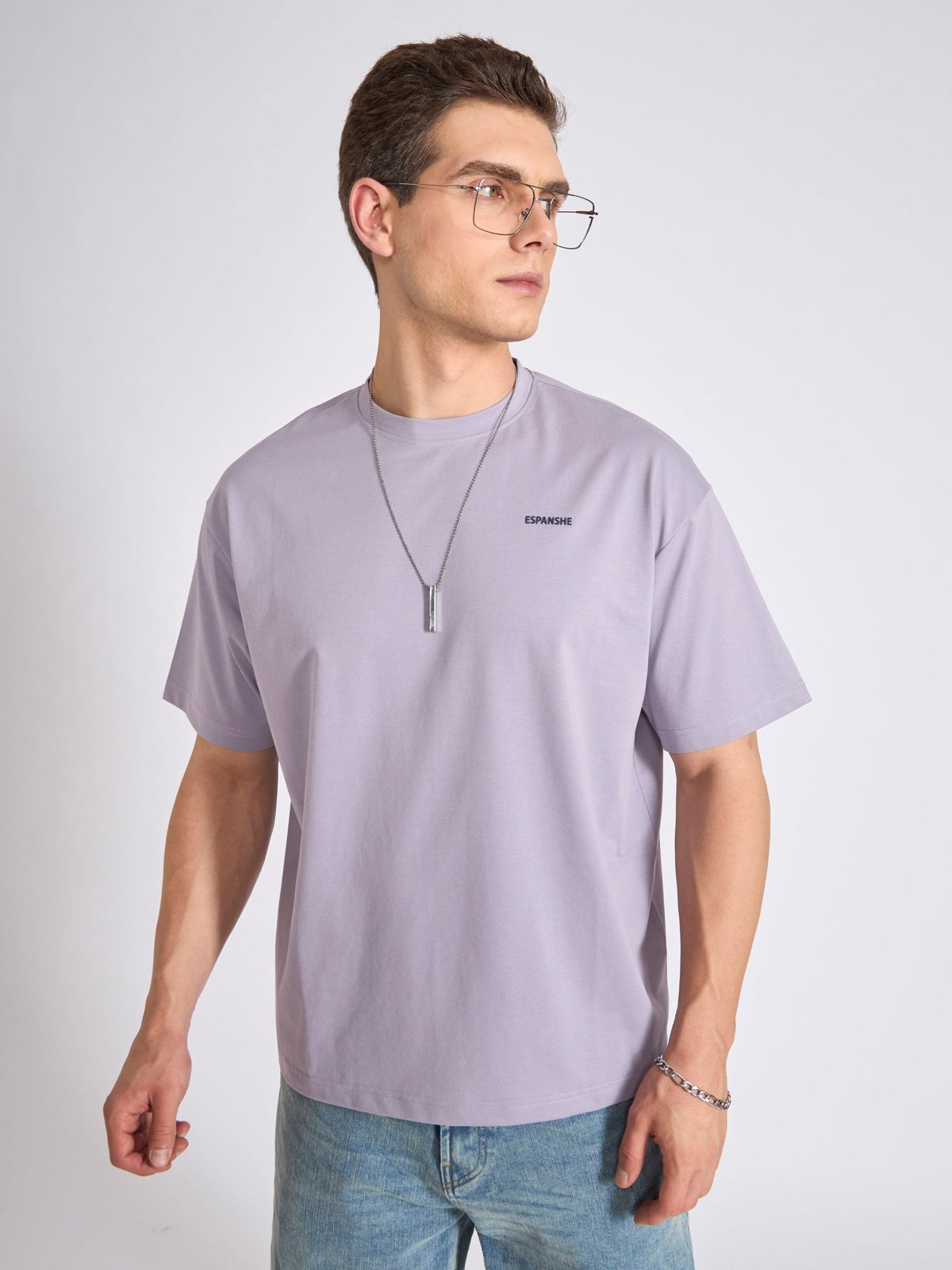 Tibald - Oversized Round neck T-Shirt - Galatic Lilac - Espanshe