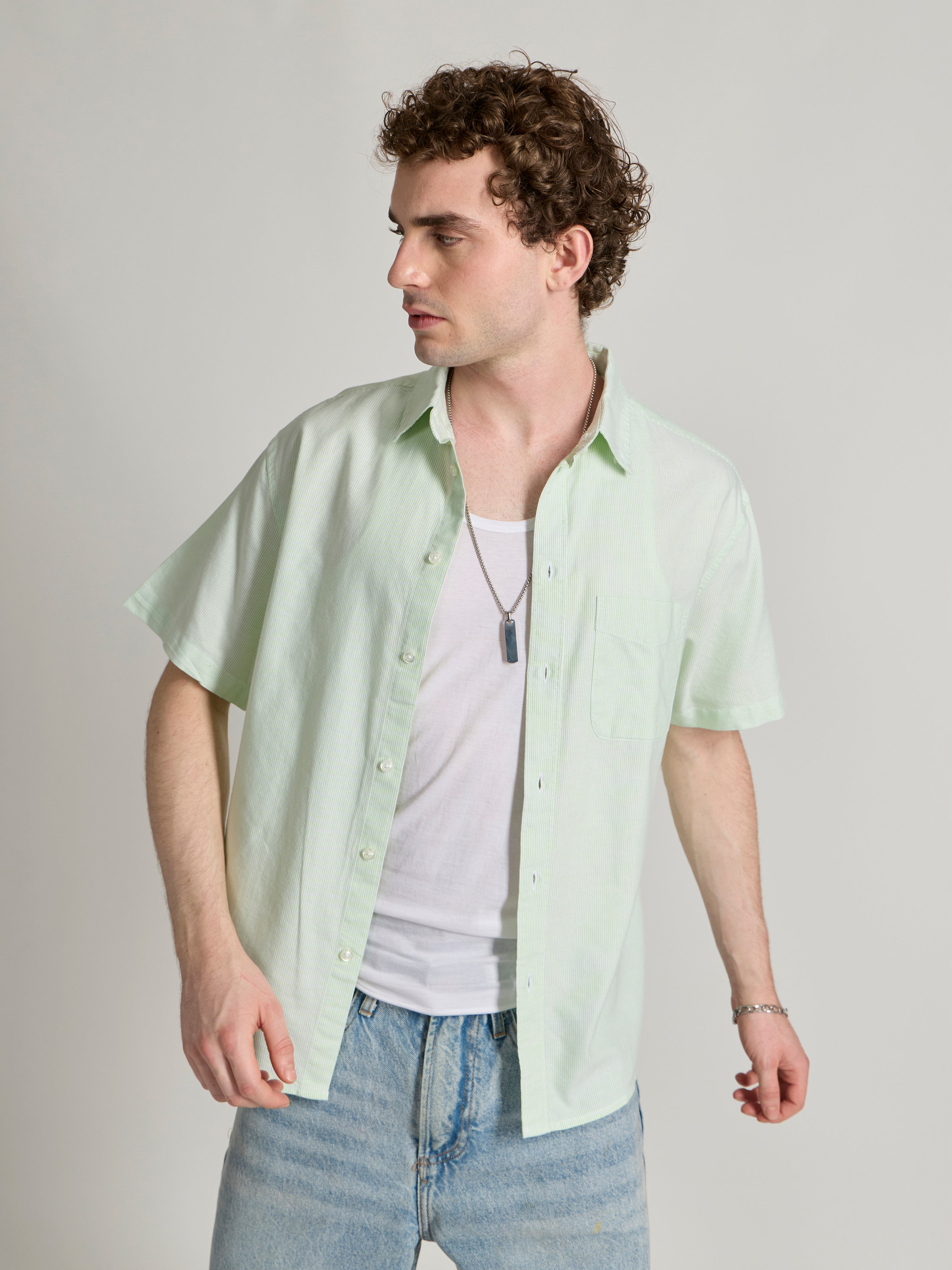 Men's Striped shirt in green
