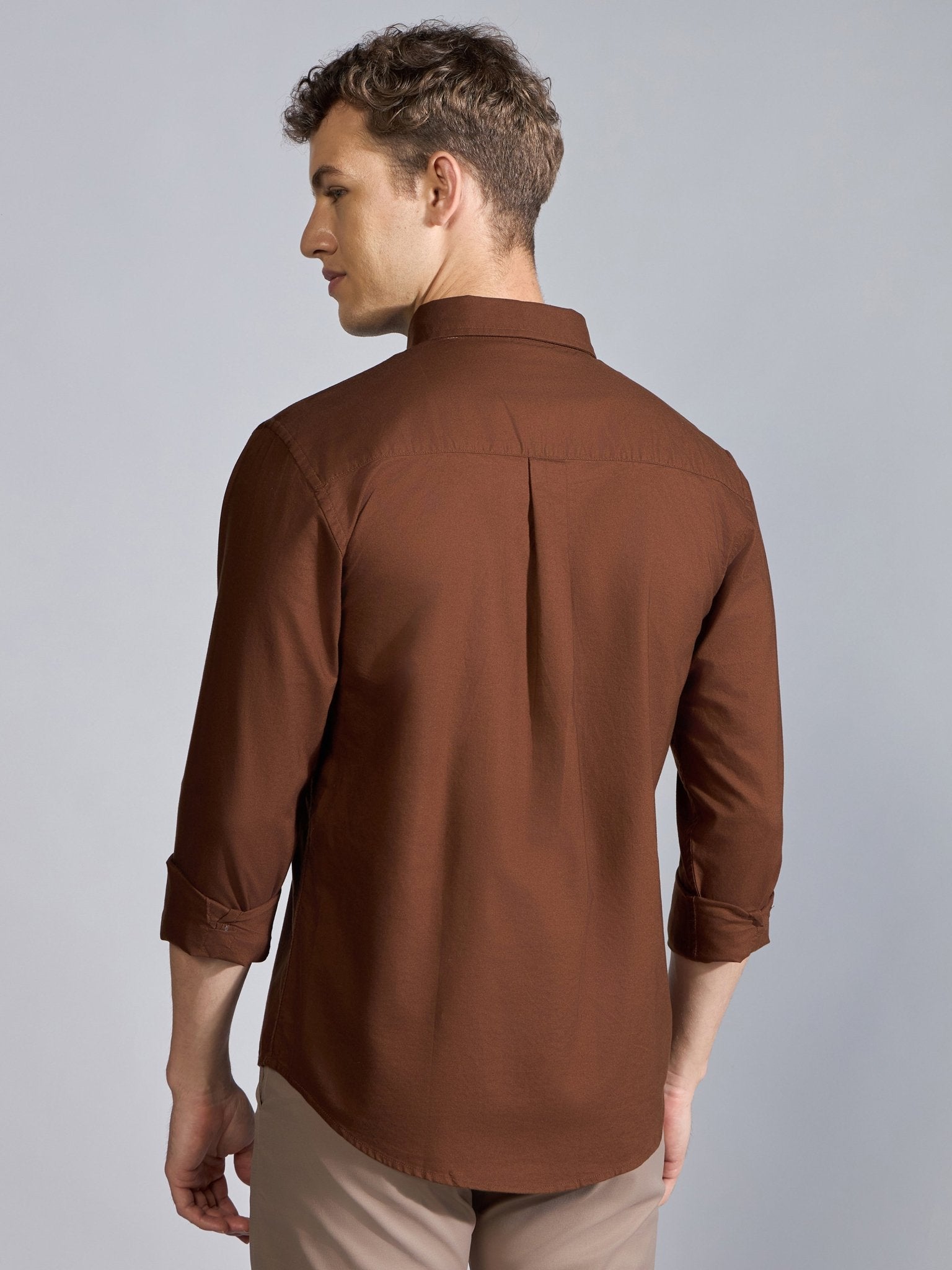 Flux - Relaxed Fit Oxford Shirt - Brown - Espanshe