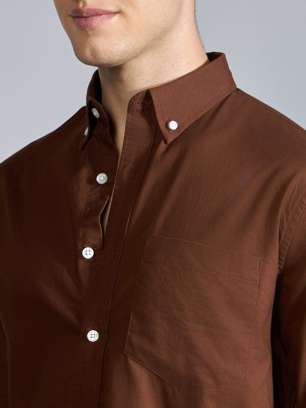 Flux - Relaxed Fit Oxford Shirt - Brown - Espanshe