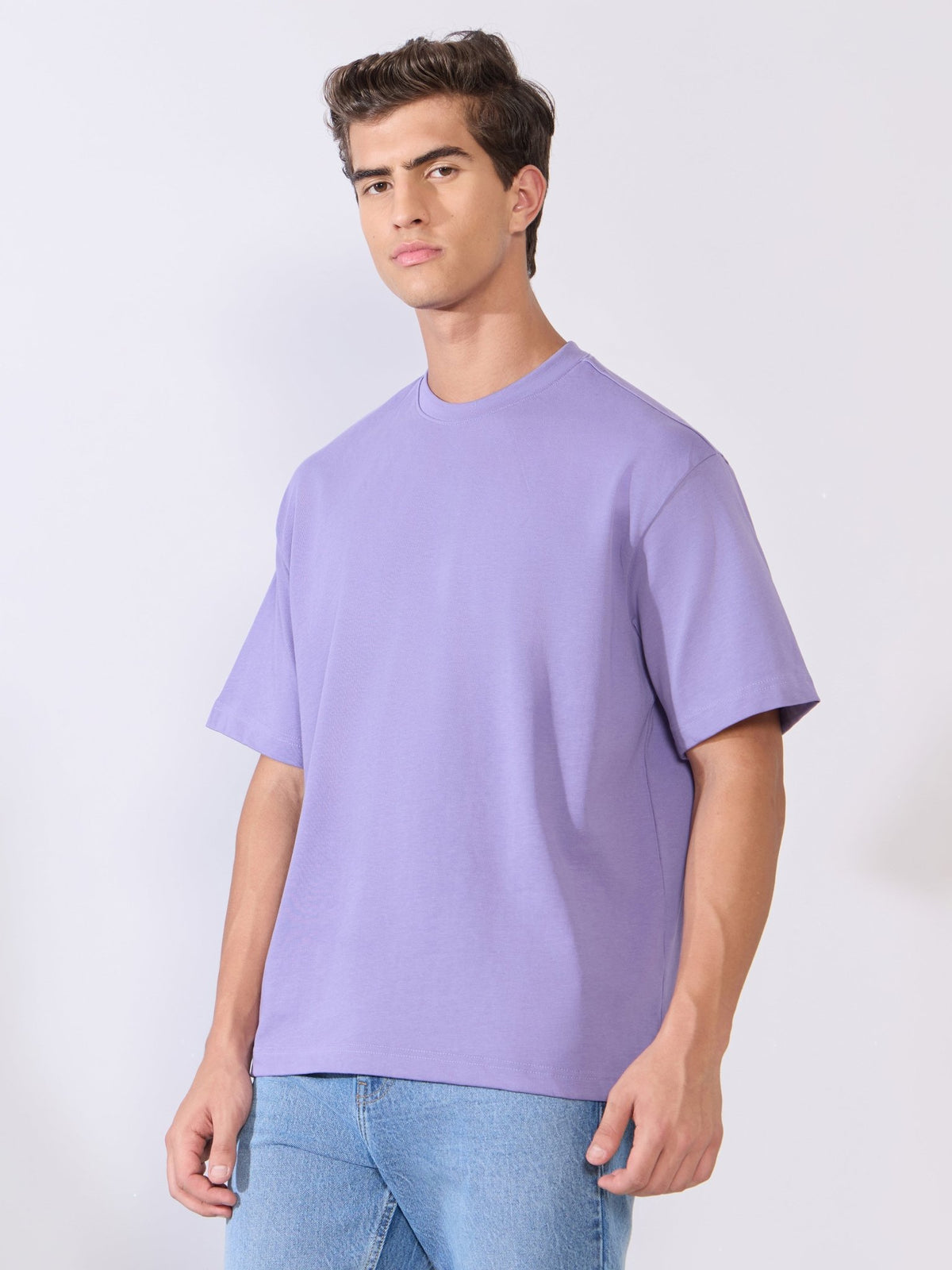 Vynora - Loose Fit Round Neck T-Shirt - Lavender - Espanshe