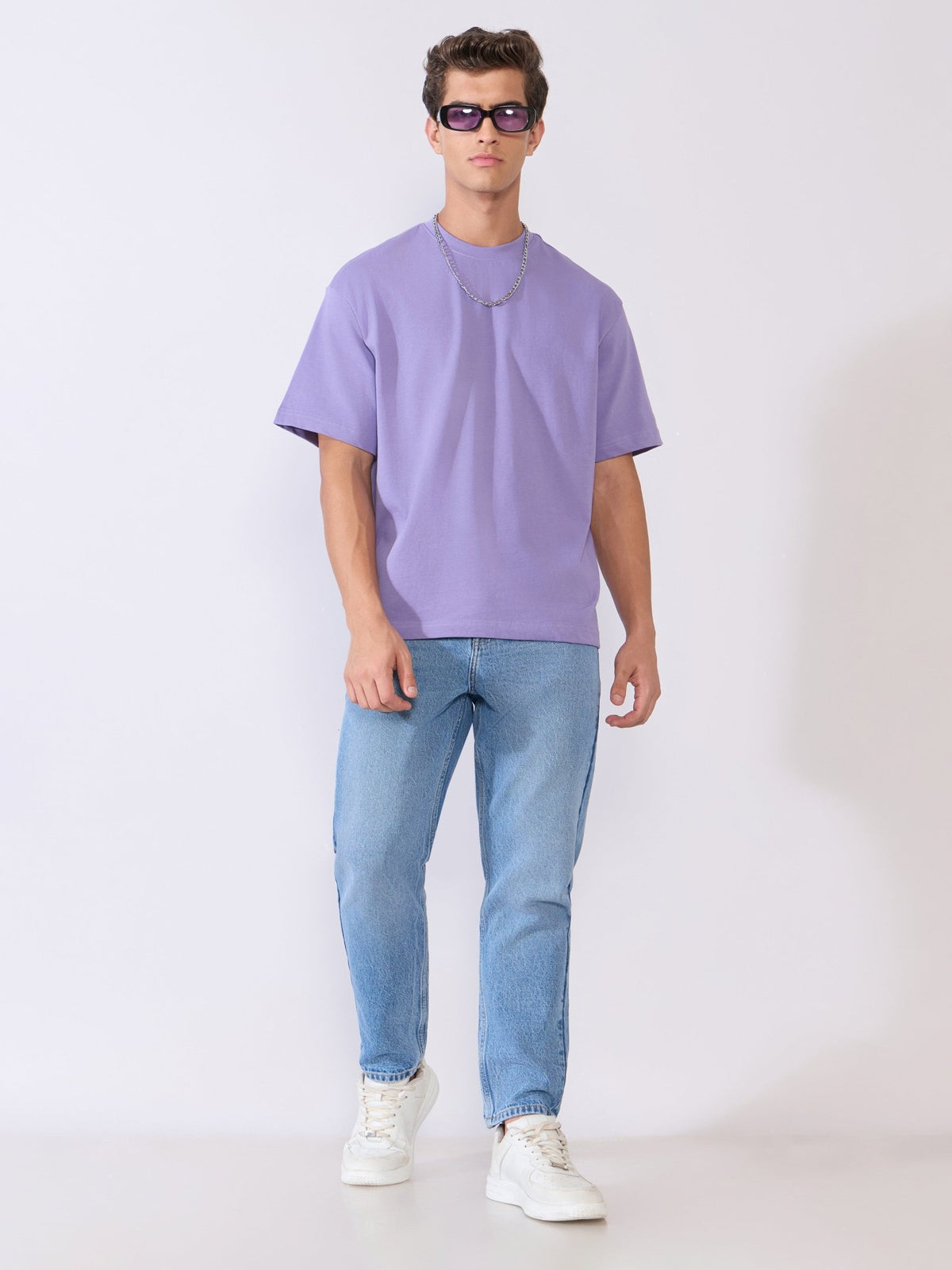Vynora - Loose Fit Round Neck T-Shirt - Lavender - Espanshe