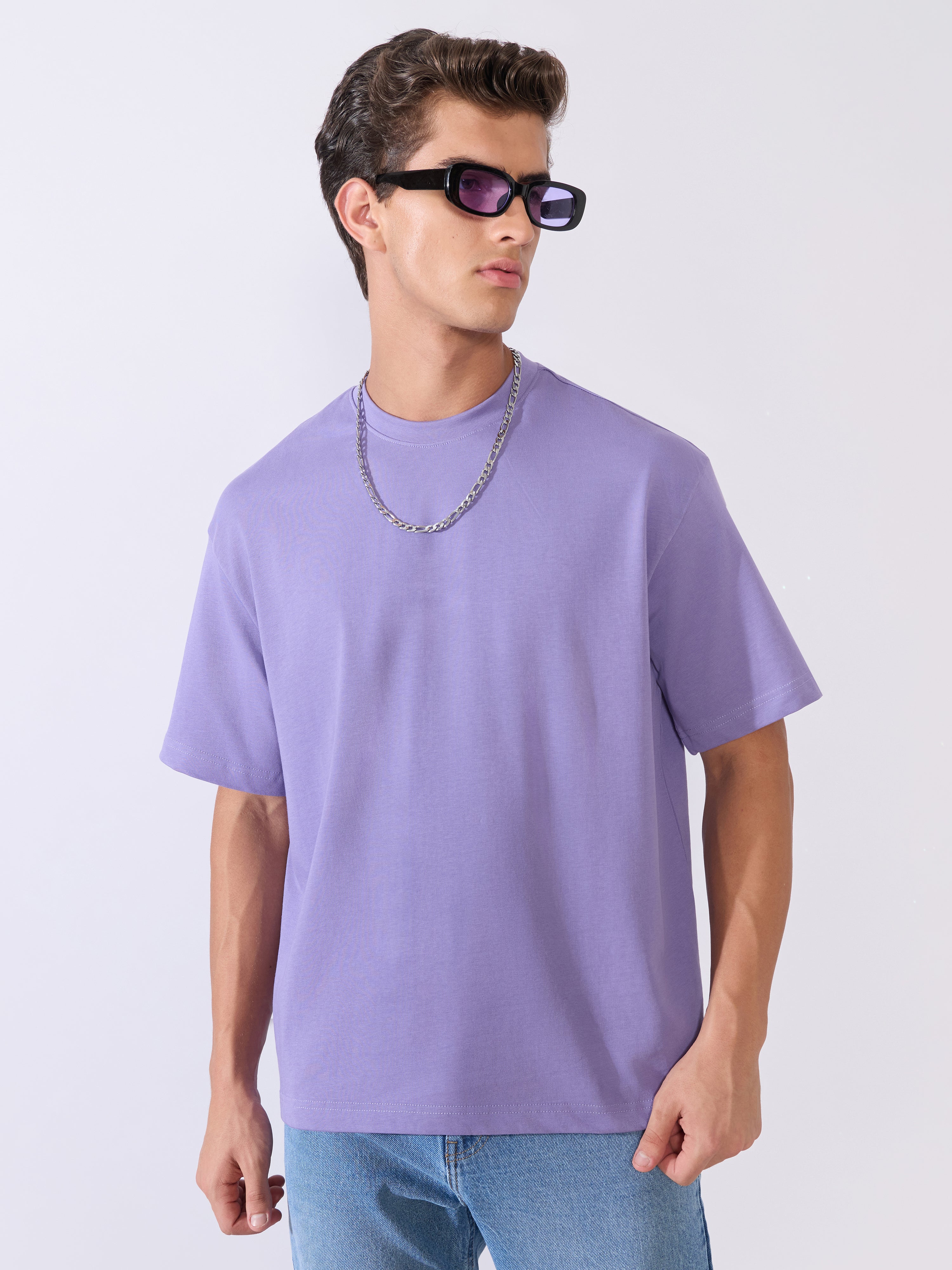 Vynora - Loose Fit Round Neck T-Shirt - Lavender