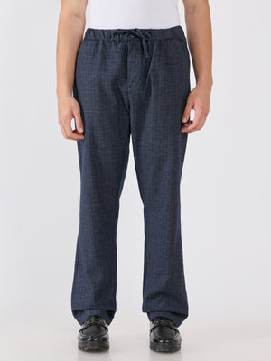 mens Striped Drawstring Loose Fit Pant - navy