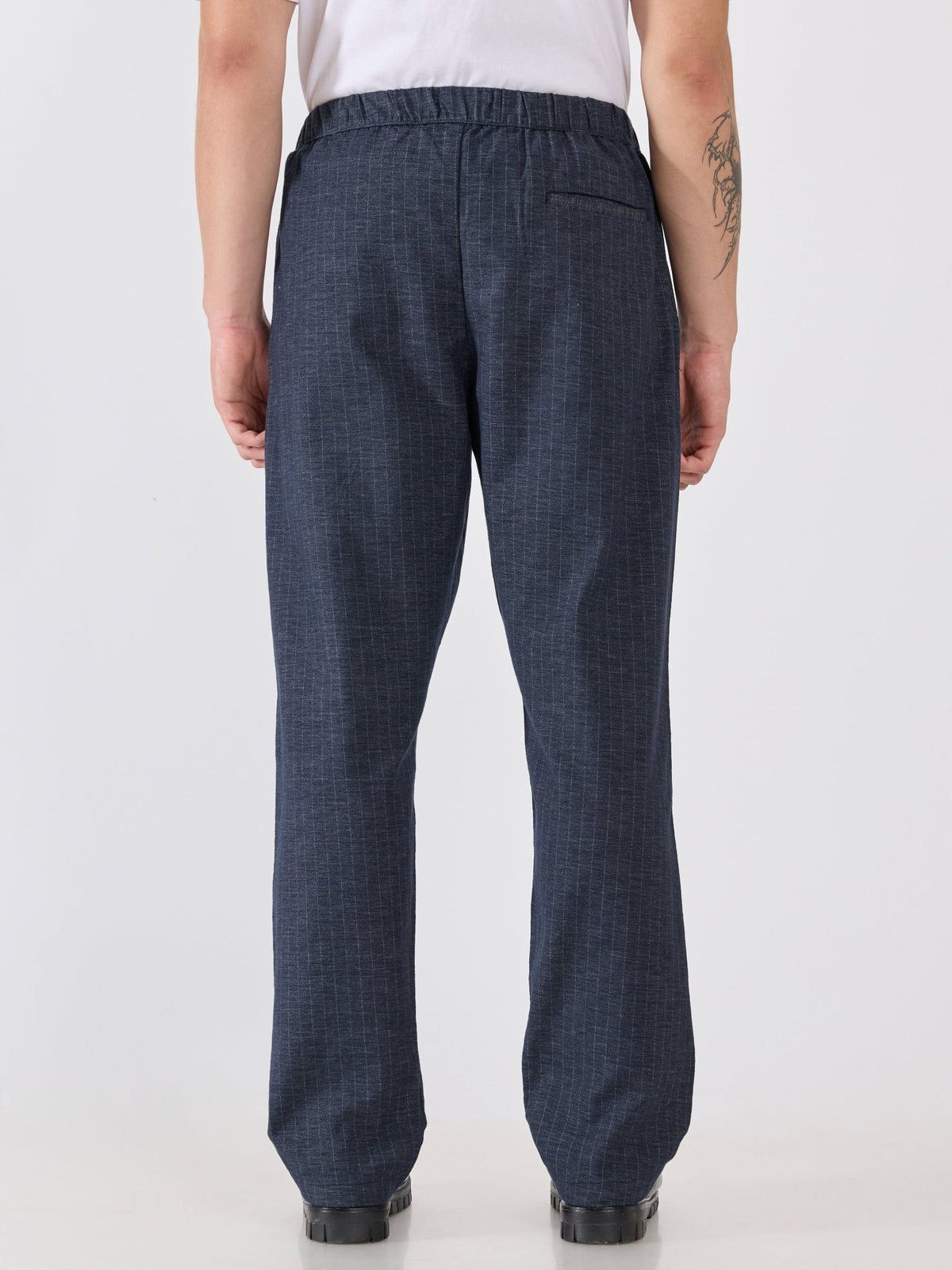 Banano - Striped Drawstring Loose Fit Pant - Navy - Espanshe