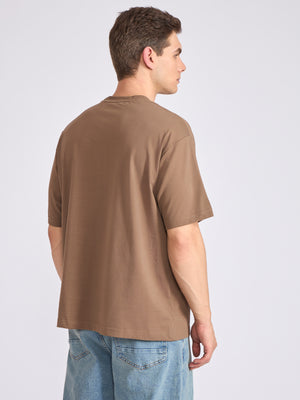 Men's Oversized Round neck T Shirt in brown