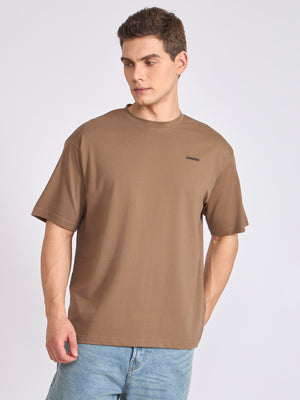 Men's Oversized Round neck T Shirt in brown