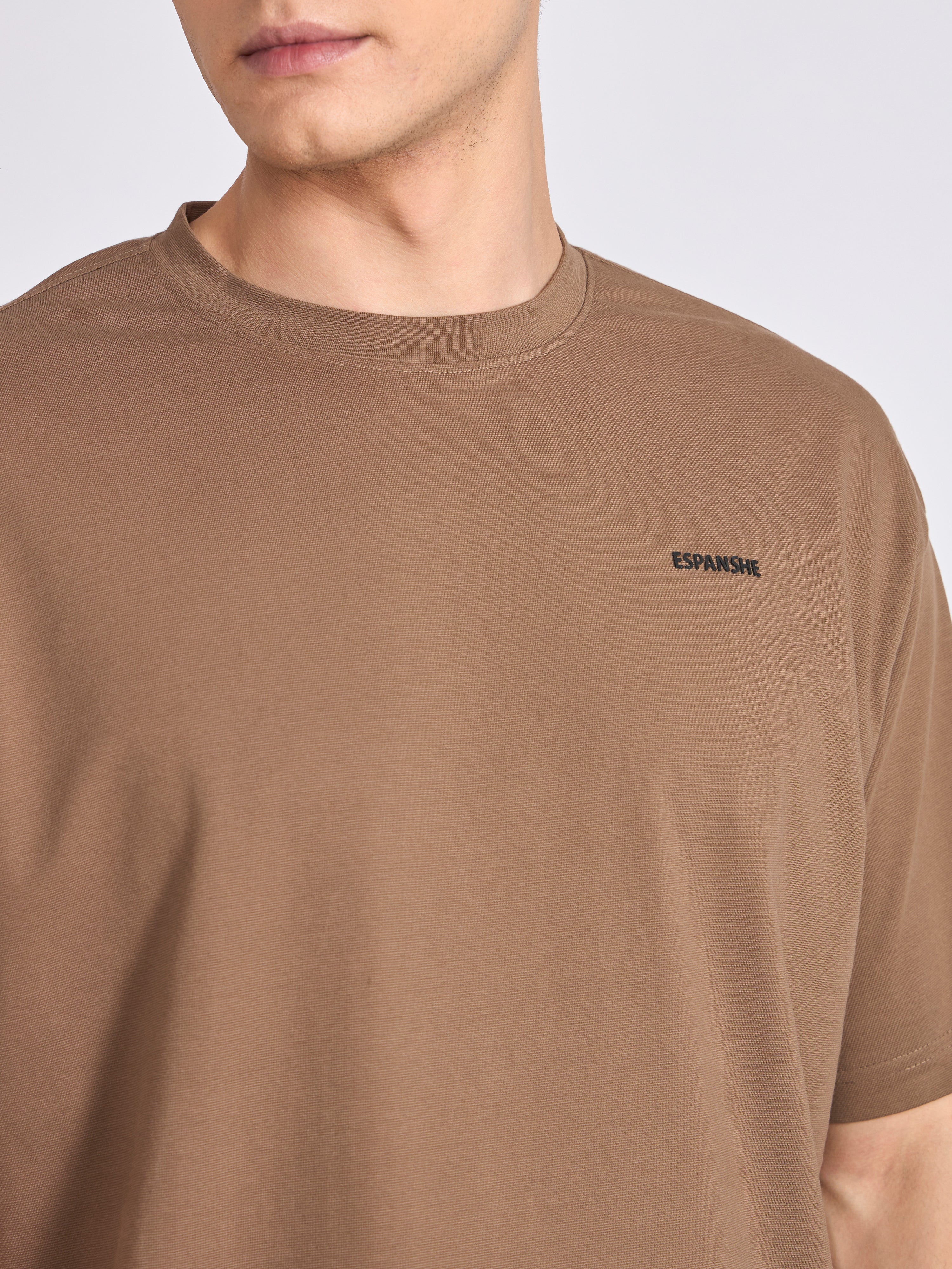 Men's Oversized Round neck T Shirt in brown