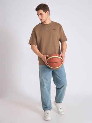 Men's Oversized Round neck T Shirt in brown