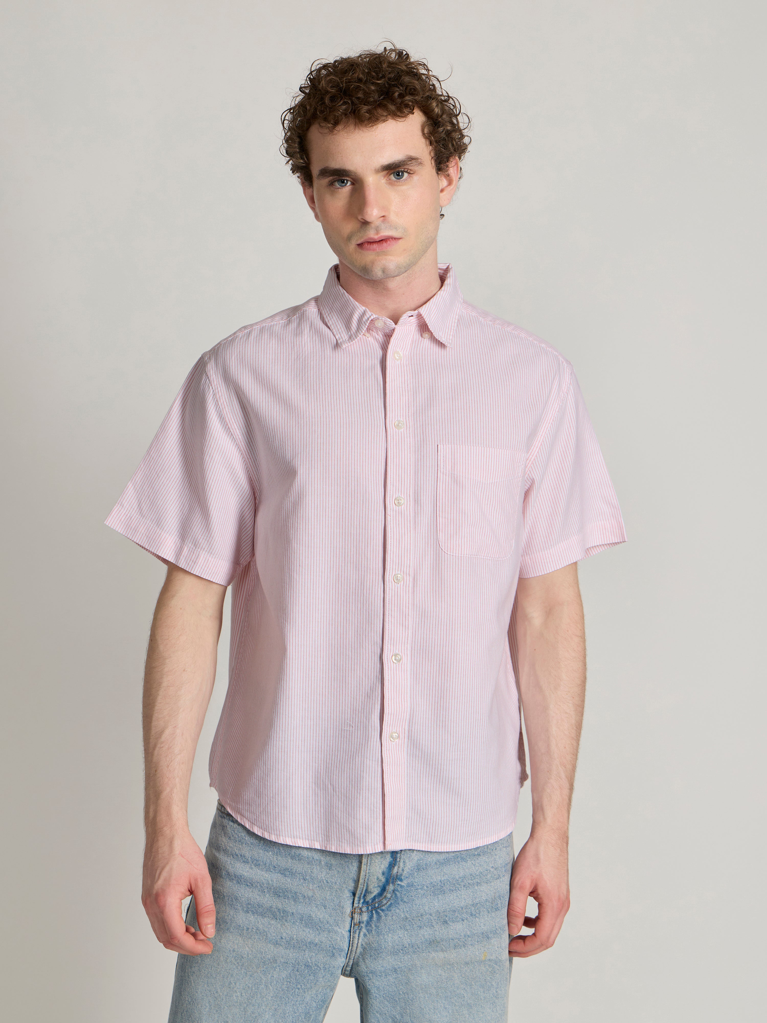 Men's Striped Shirt in light  pink