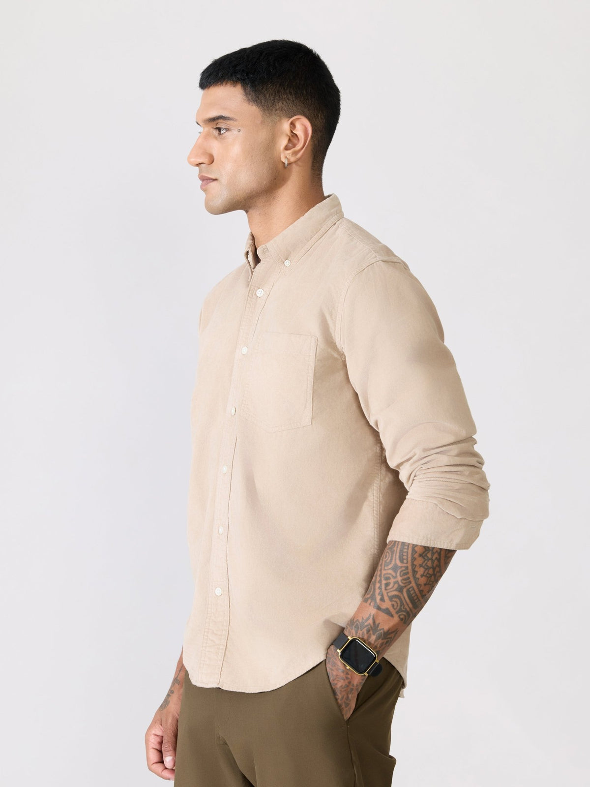 Kokamo - Relaxed Corduroy Shirt - Beige - Espanshe