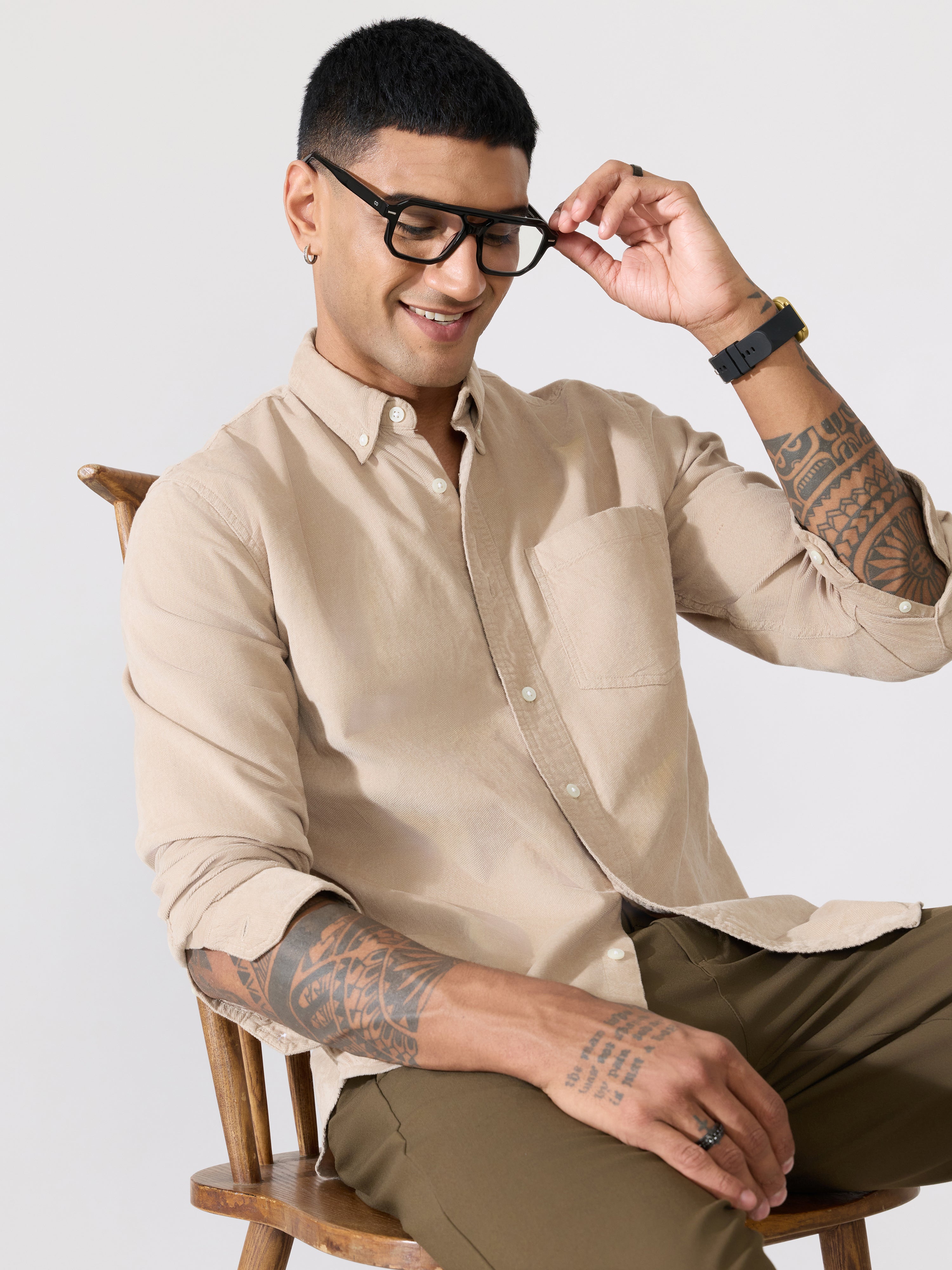 Kokamo - Relaxed Corduroy Shirt - Beige