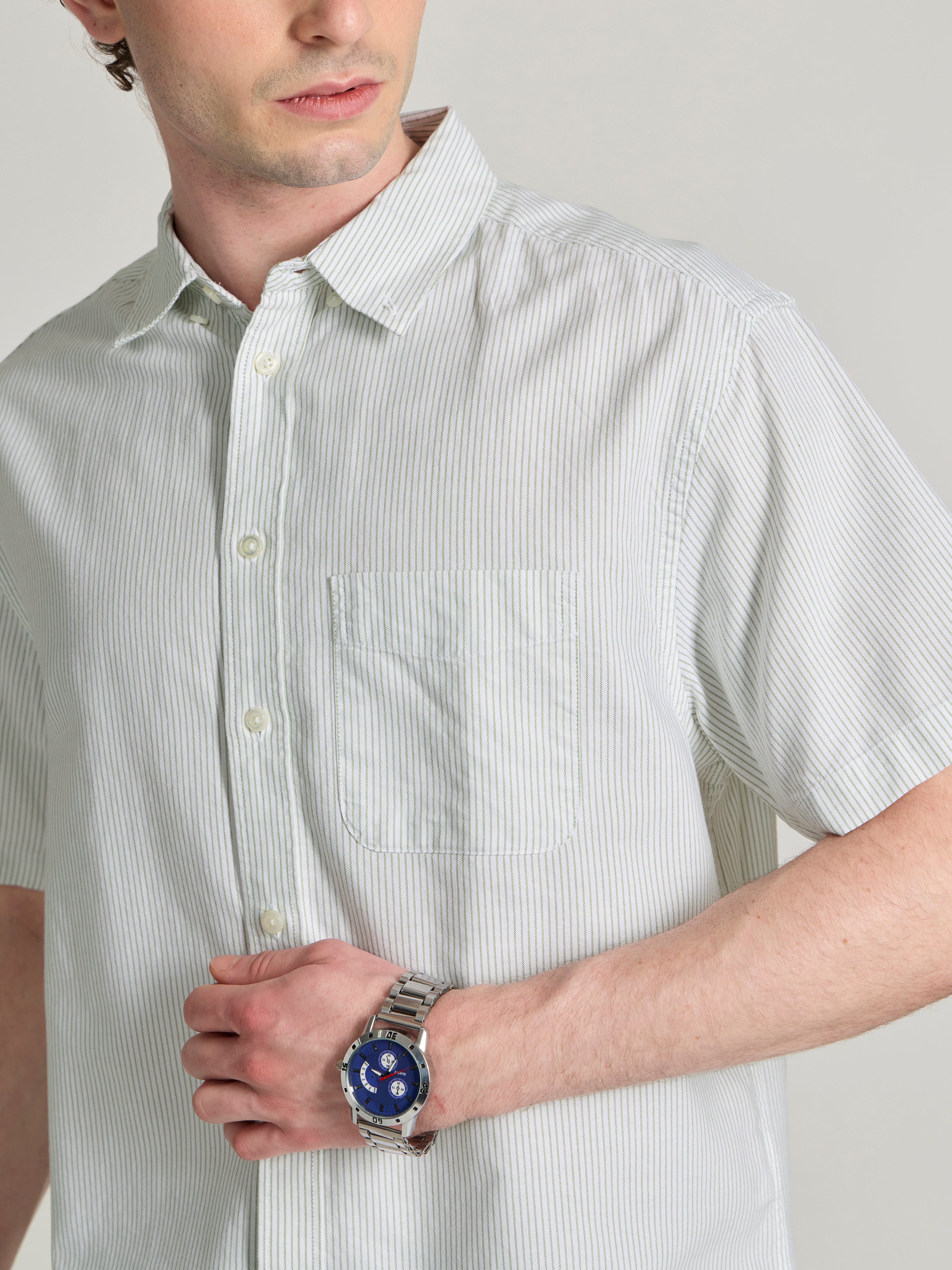 Men's Striped Shirt in light green