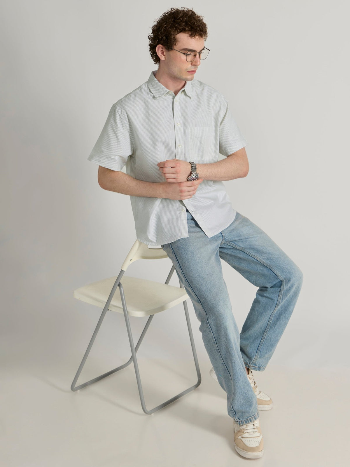 Oran - Striped Shirt - Light Green - Espanshe