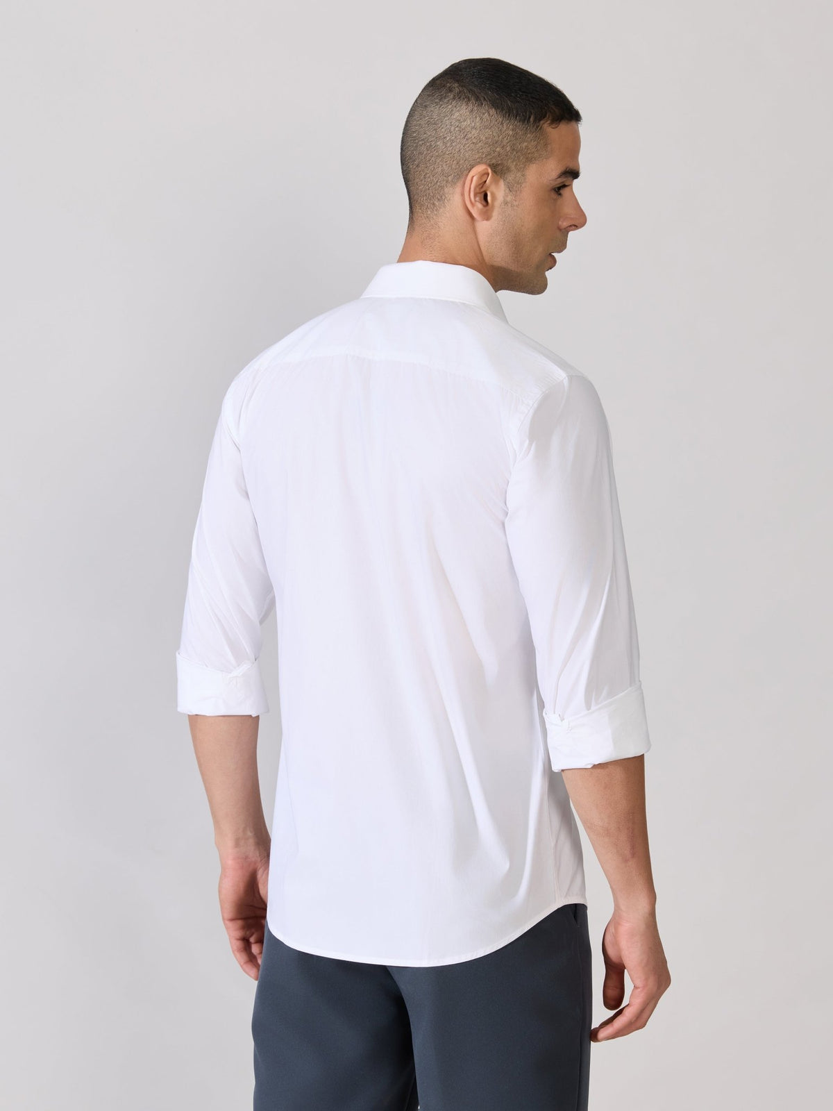 Valerius - Trim Fit Poplin Shirt - White - Espanshe