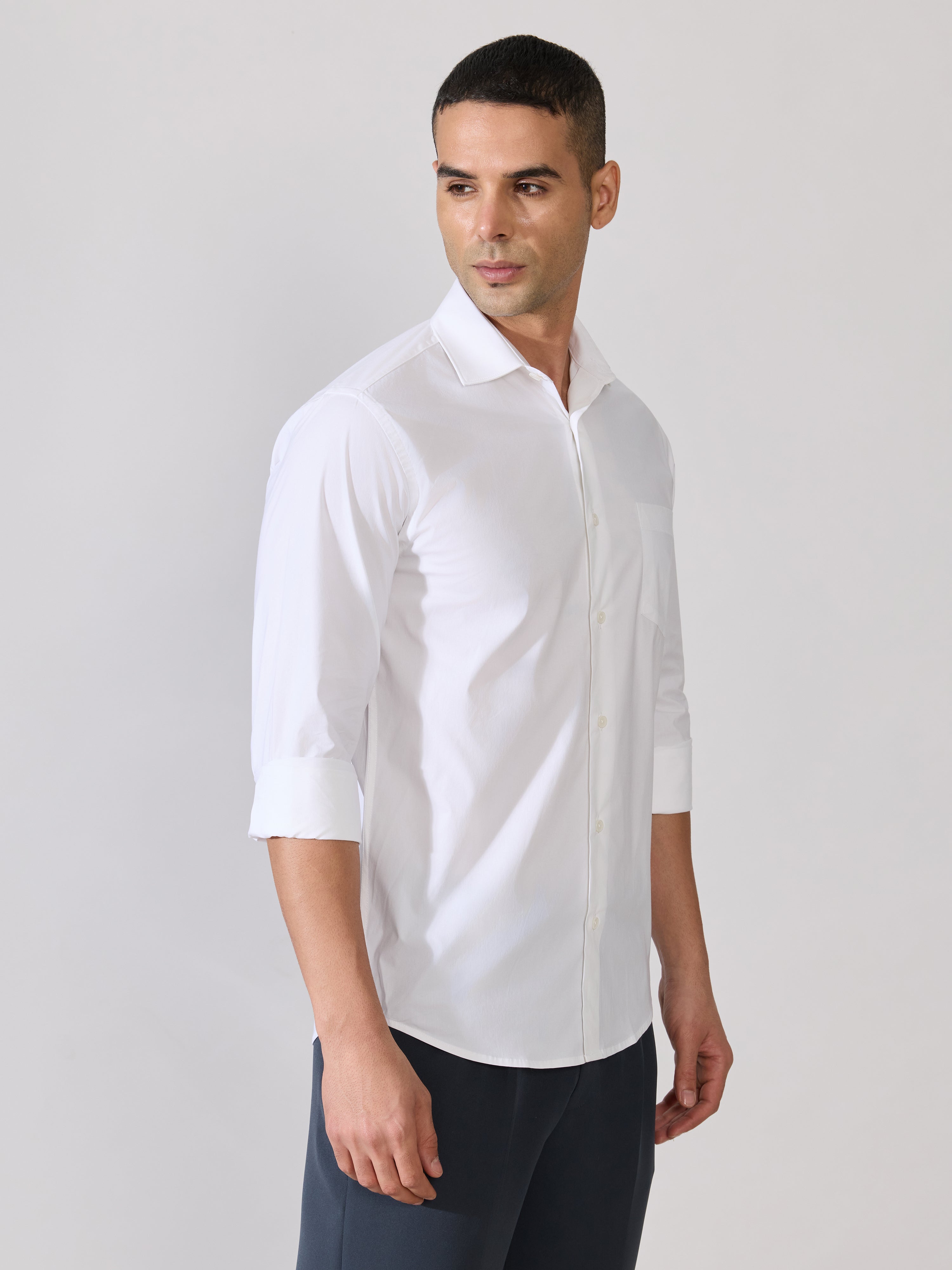 Valerius - Trim Fit Poplin Shirt - White