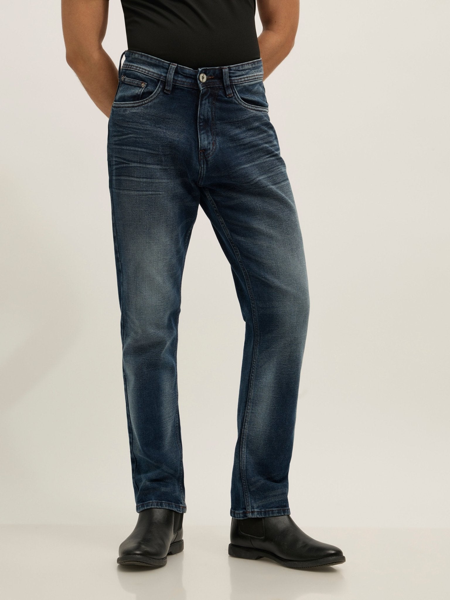 Solomon - Straight Fit Jeans - Blue Shade - Espanshe