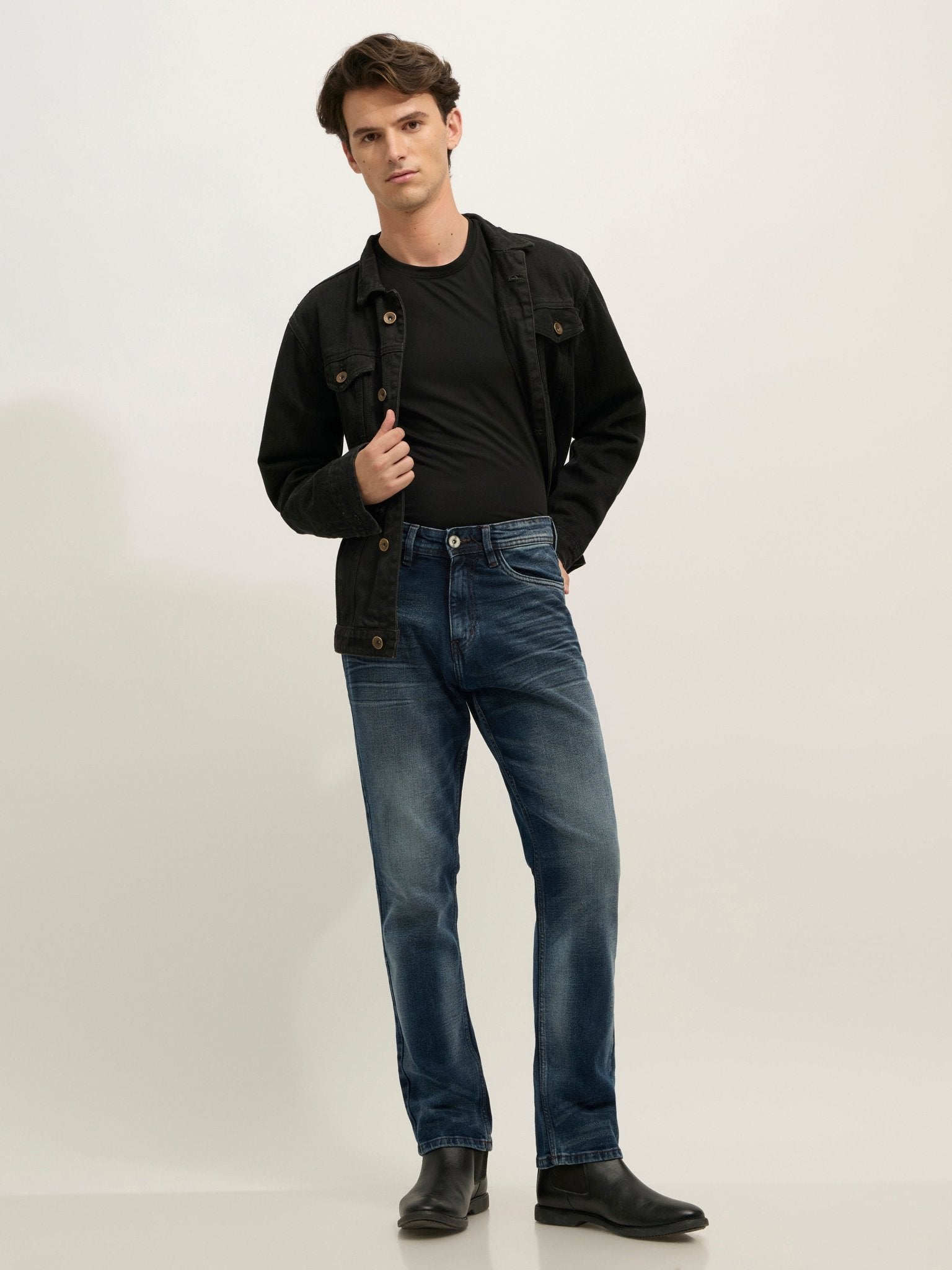 Solomon - Straight Fit Jeans - Blue Shade - Espanshe