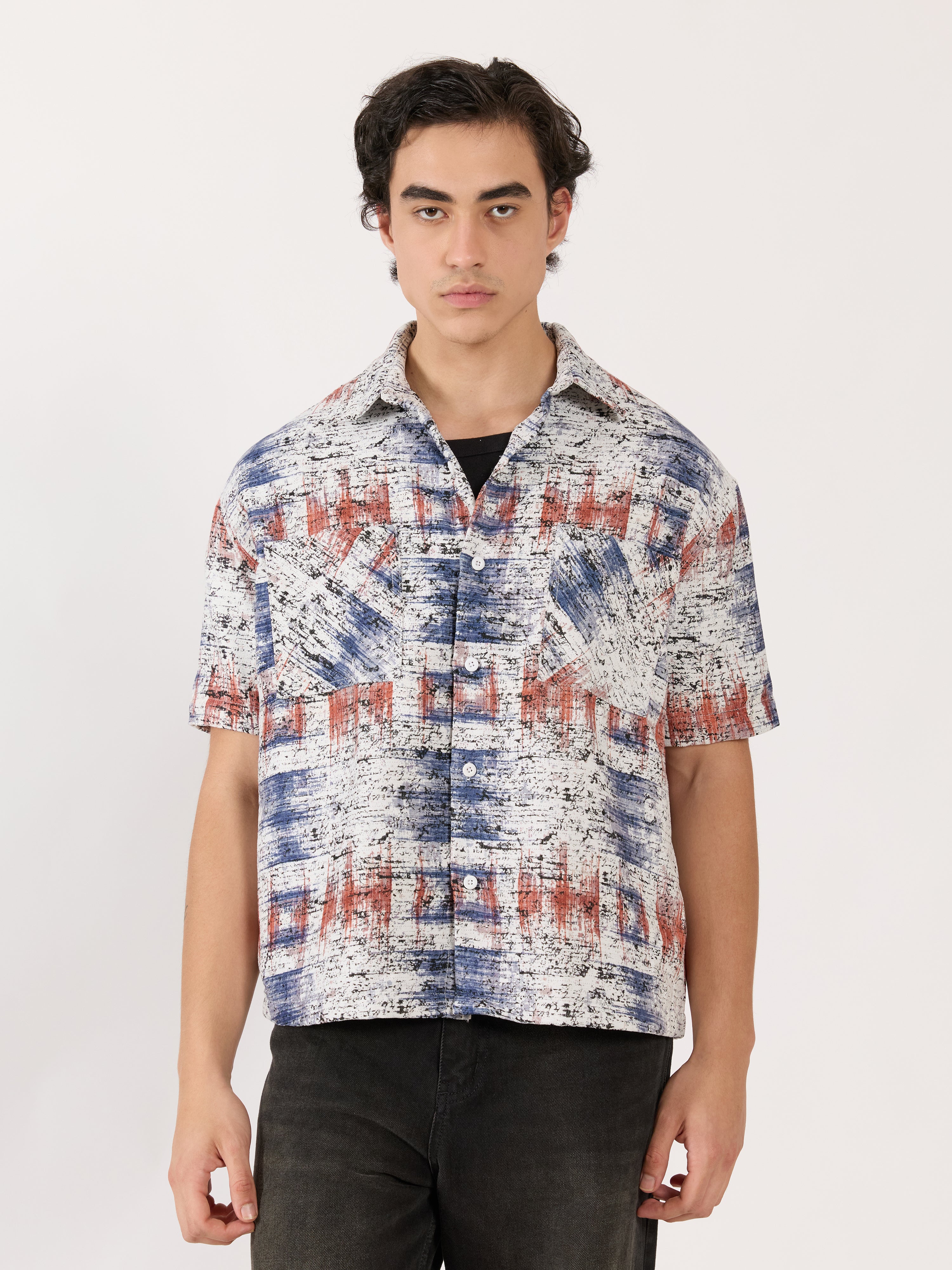 Temito - Oversized Halfsleeve Check Shirt - Red