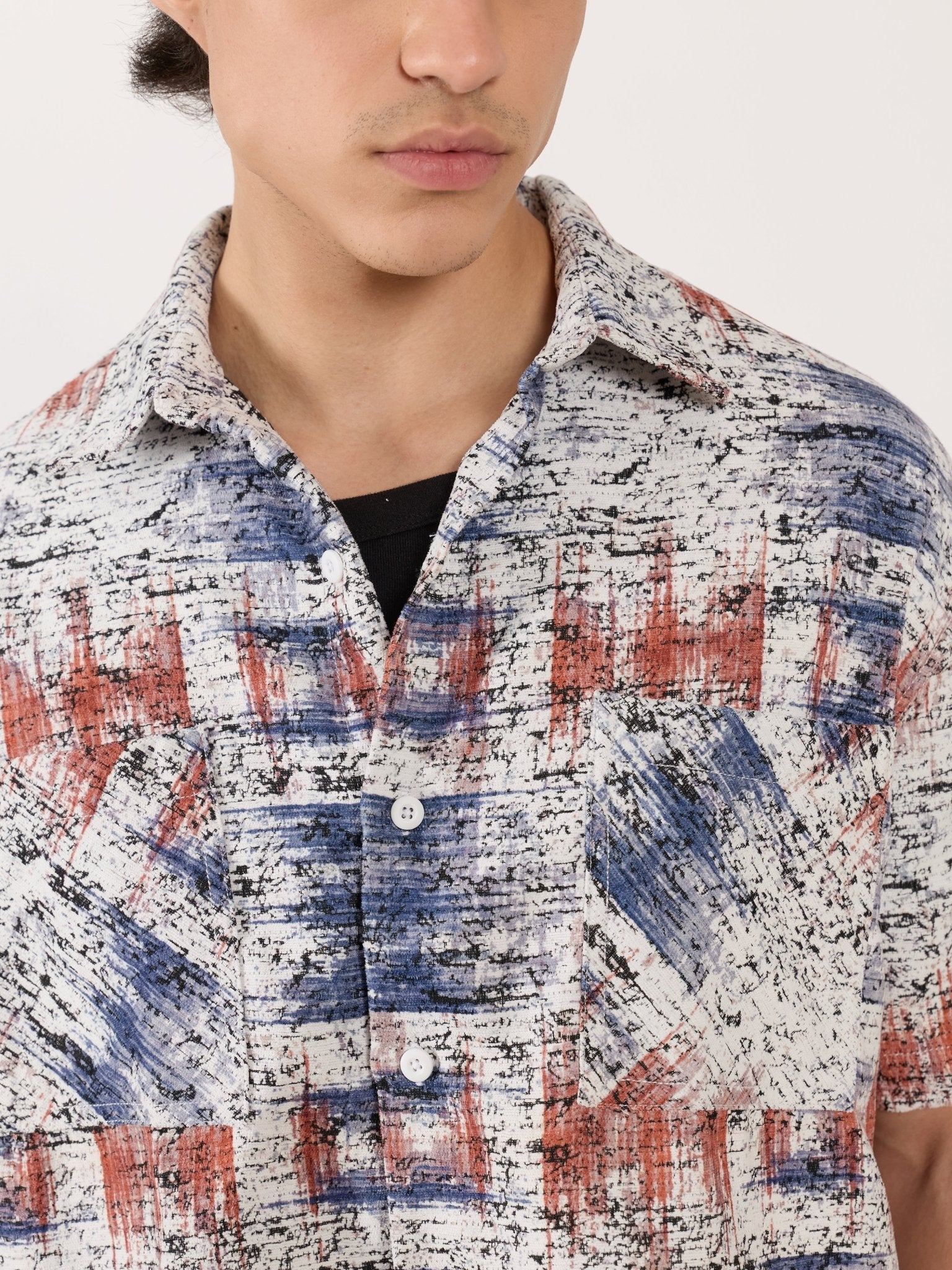 Temito - Oversized Halfsleeve Check Shirt - Red - Espanshe