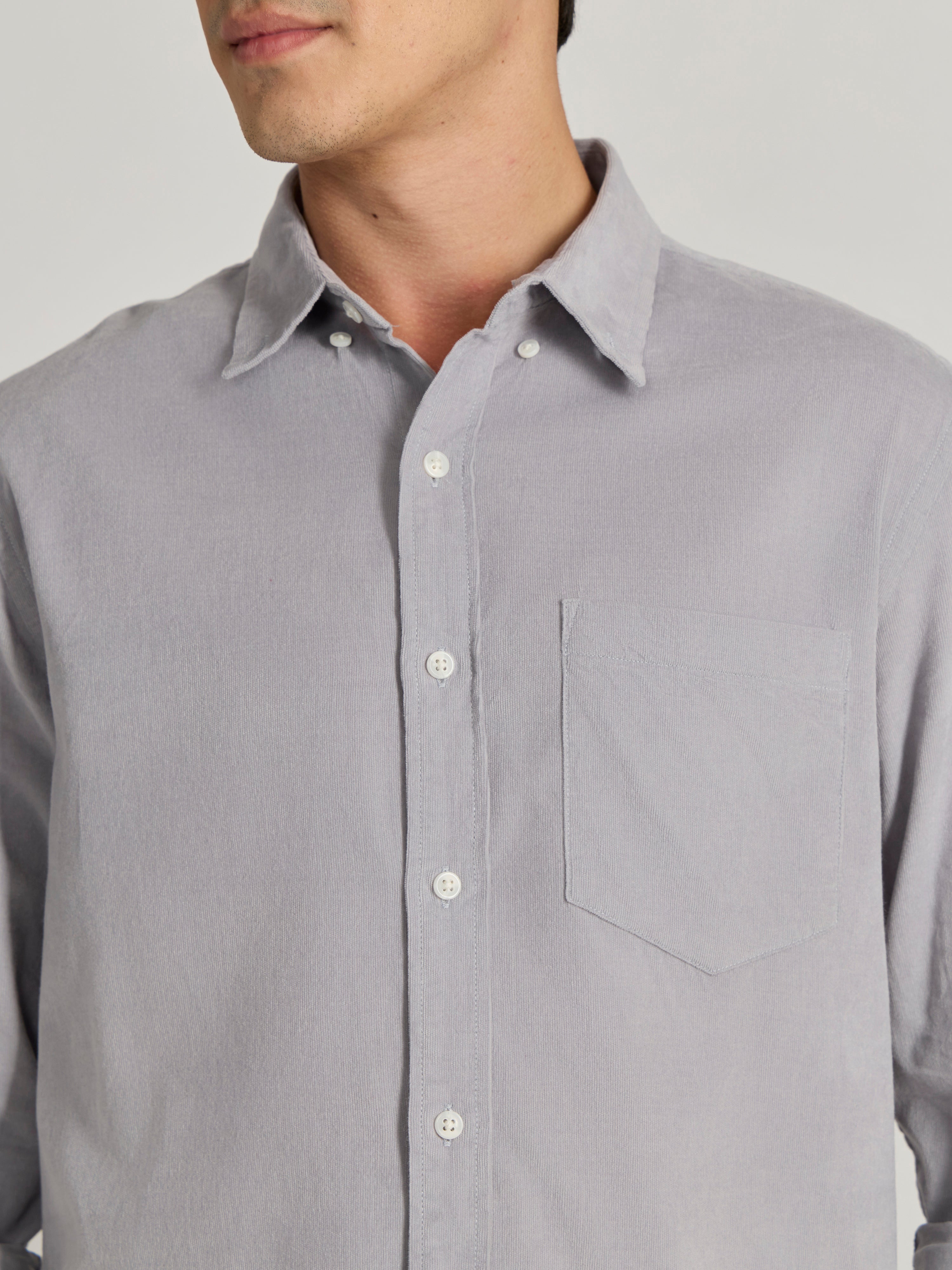 Men's Relaxed Corduroy Shirt - Light gray