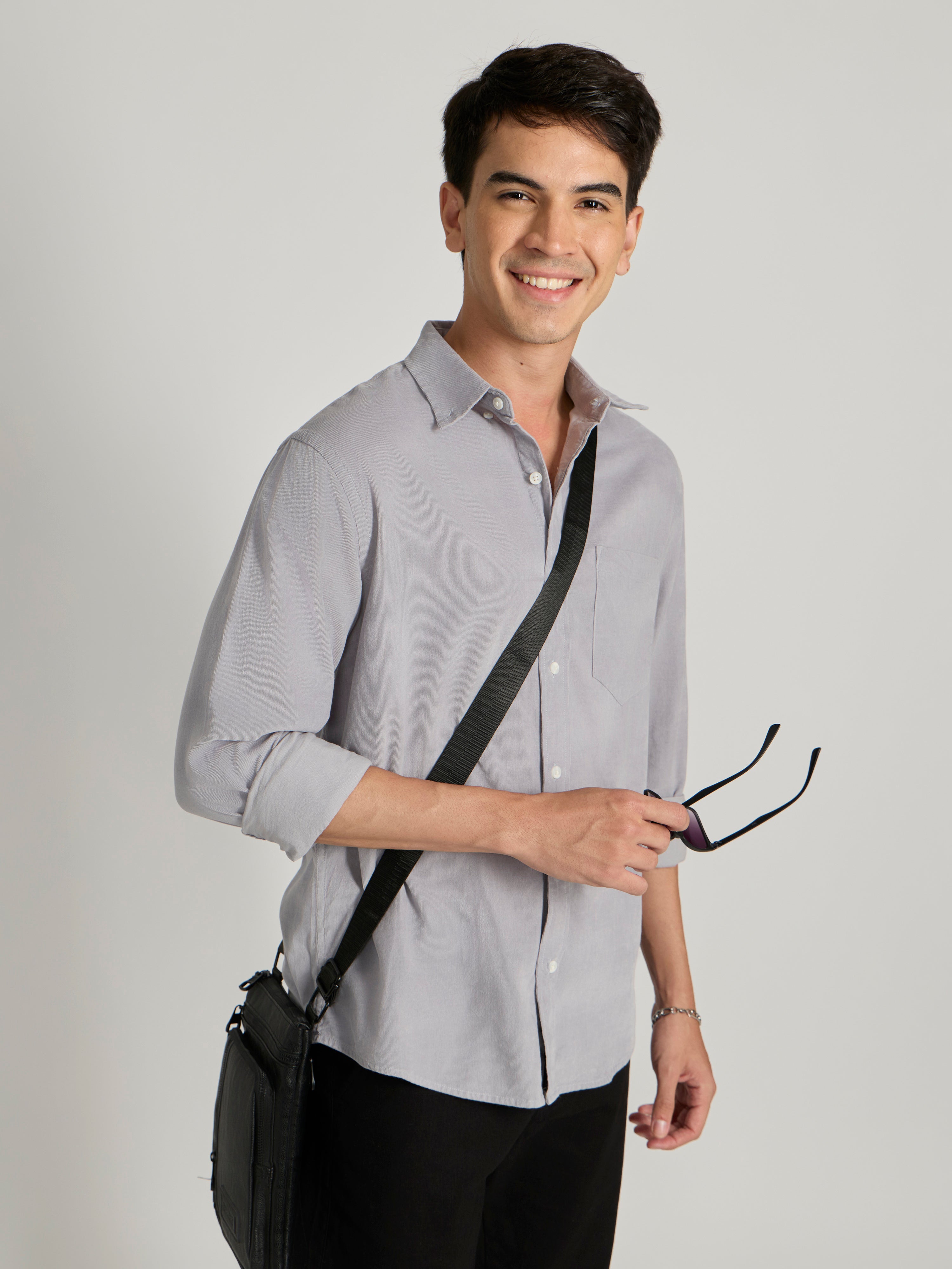 Men's Relaxed Corduroy Shirt - Light gray