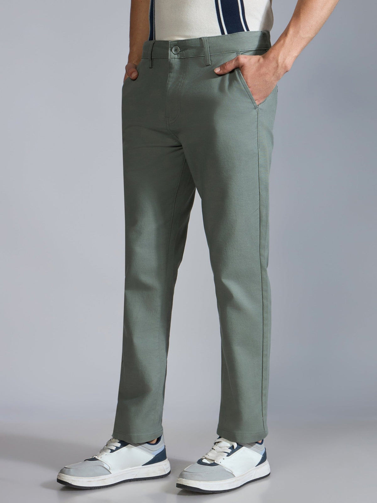 Orren - Slim Fit Cotton Pant - Shale Green - Espanshe