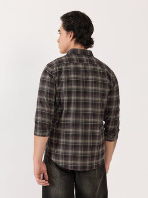 Men's Turkish Fit Checked Shirt - Maroon.