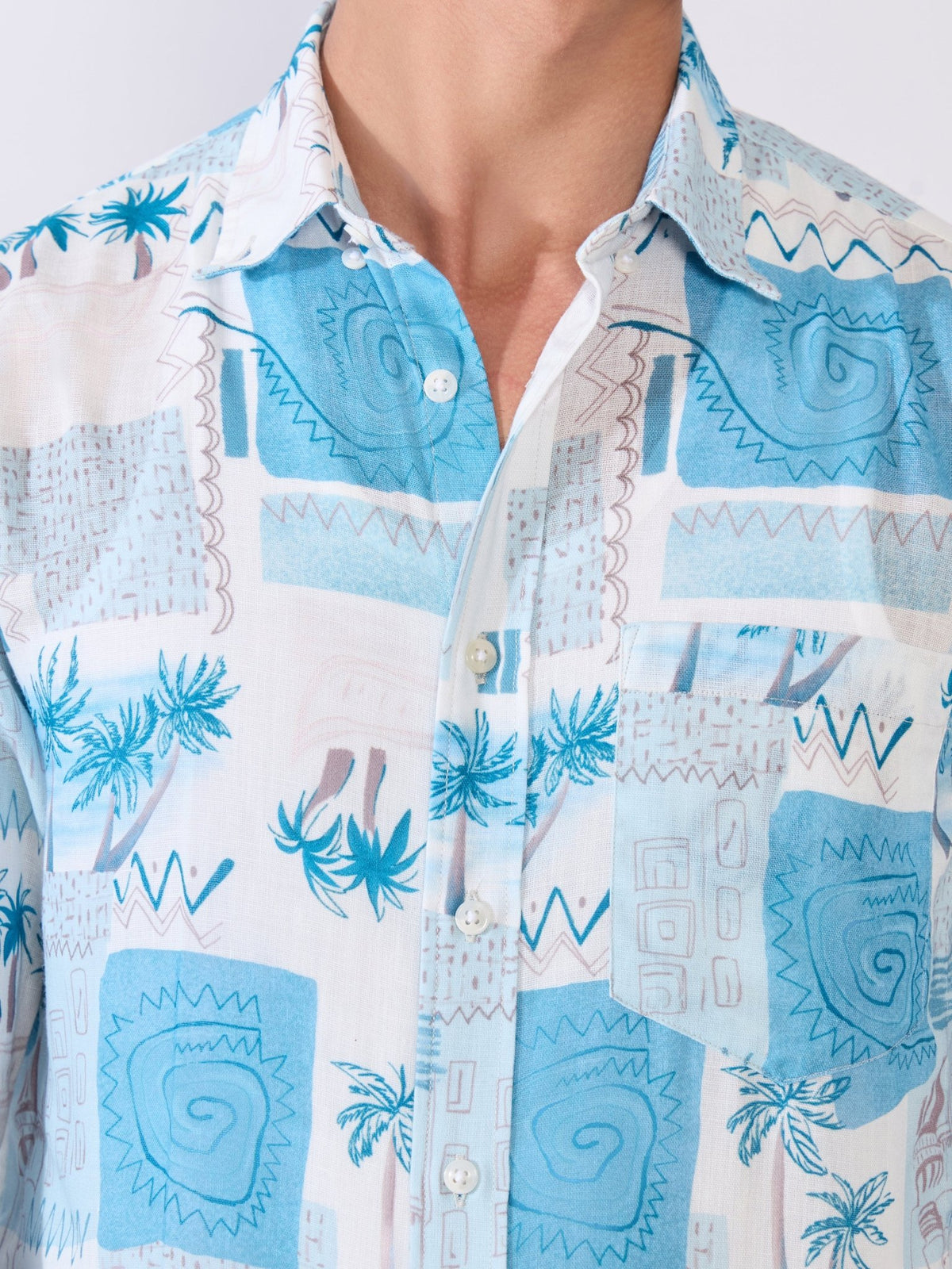 Mitaka - Relaxed Printed Shirt - Sky Blue - Espanshe
