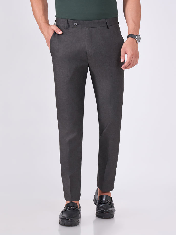 men wearing Skinny Fit Formal Trousers - Dark Gray